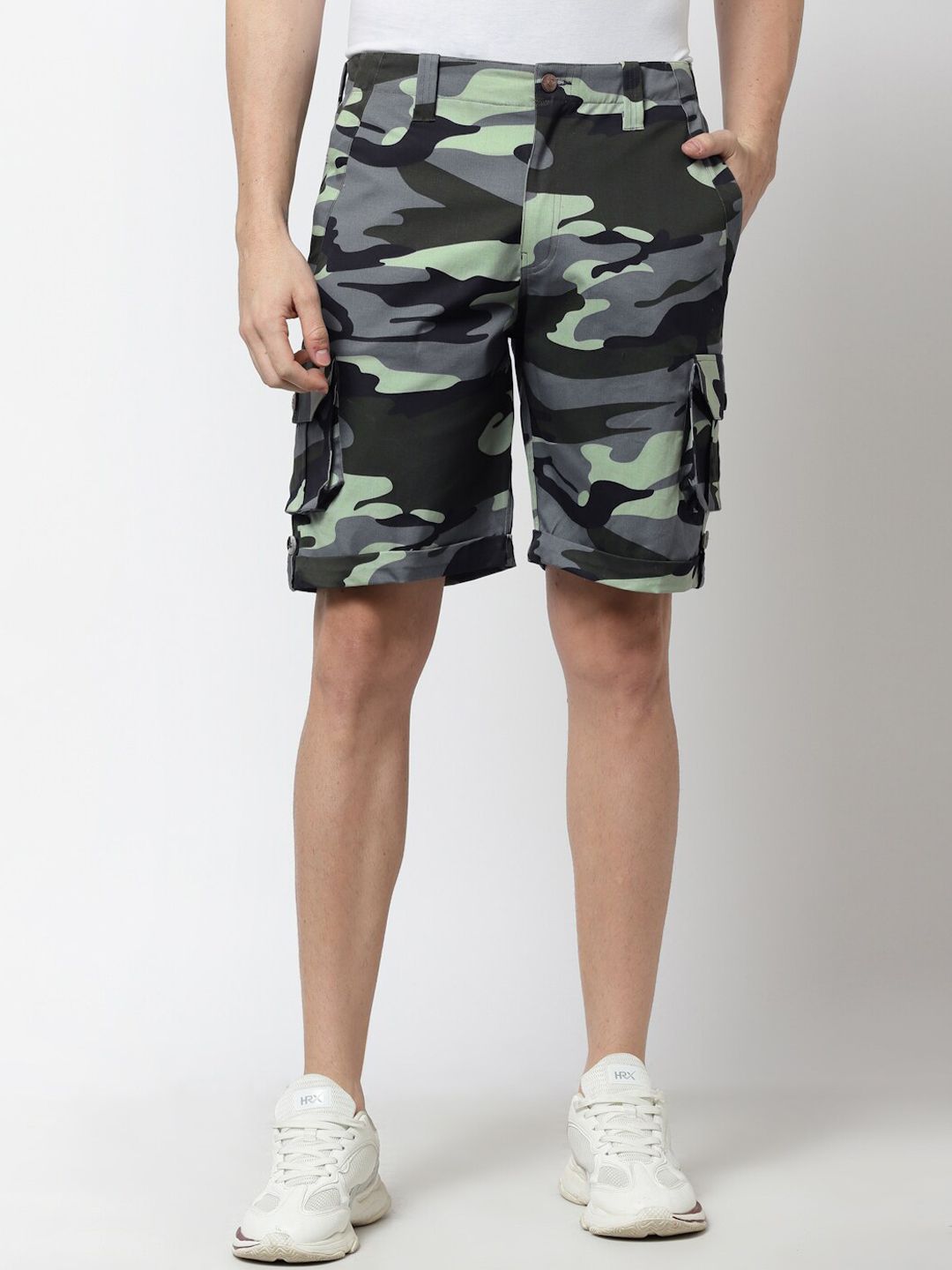 KLOTTHE Men Camouflage Printed Mid-Rise Cotton Shorts-picture-19