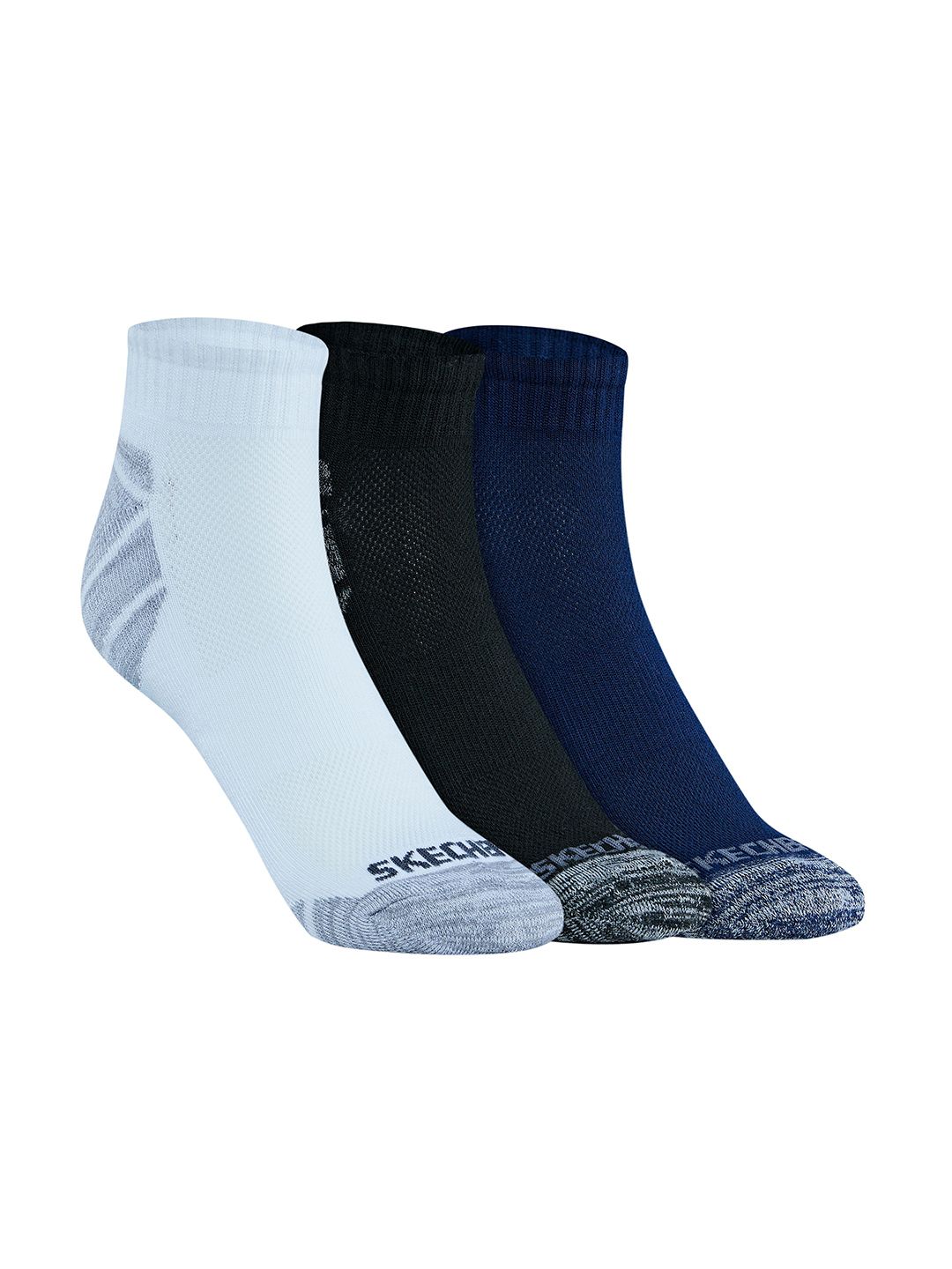 Skechers Men Pack Of 3 Patterned Cotton Terry QTR Crew Ankle-Length Socks-image-21