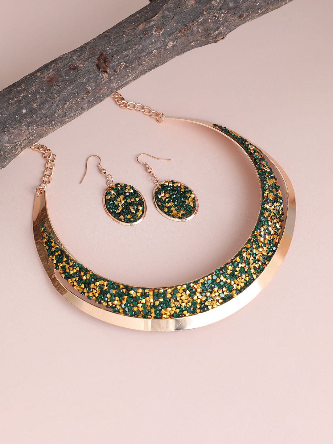 SOHI Gold-Plated Stone-Studded Jewellery Set-picture-32