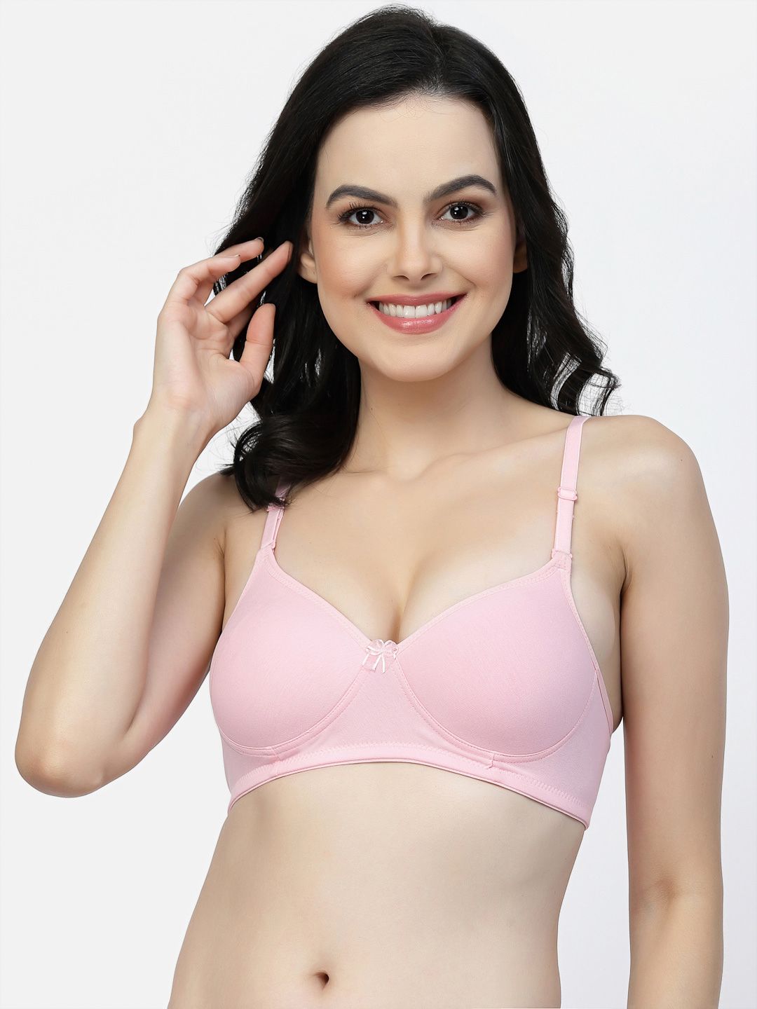Floret Non-Wired Seamless Padded T-Shirt Bra with Regular and Transparent Both Straps