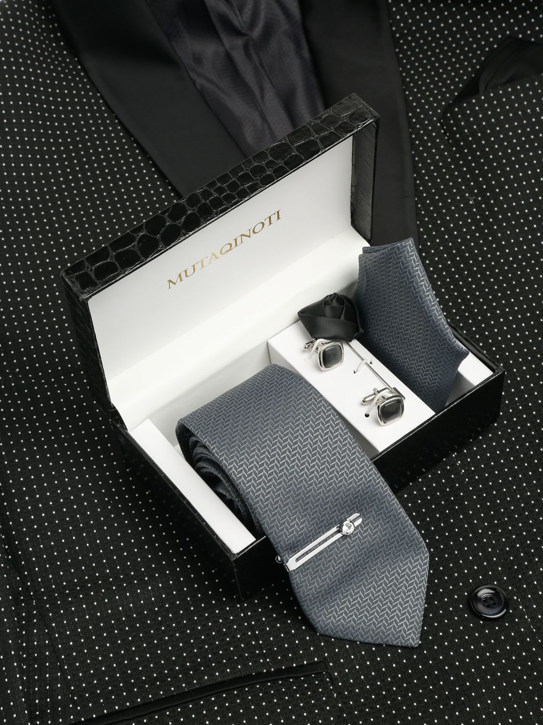MUTAQINOTI Men Silk Blend Necktie Accessory Gift Set-picture-33