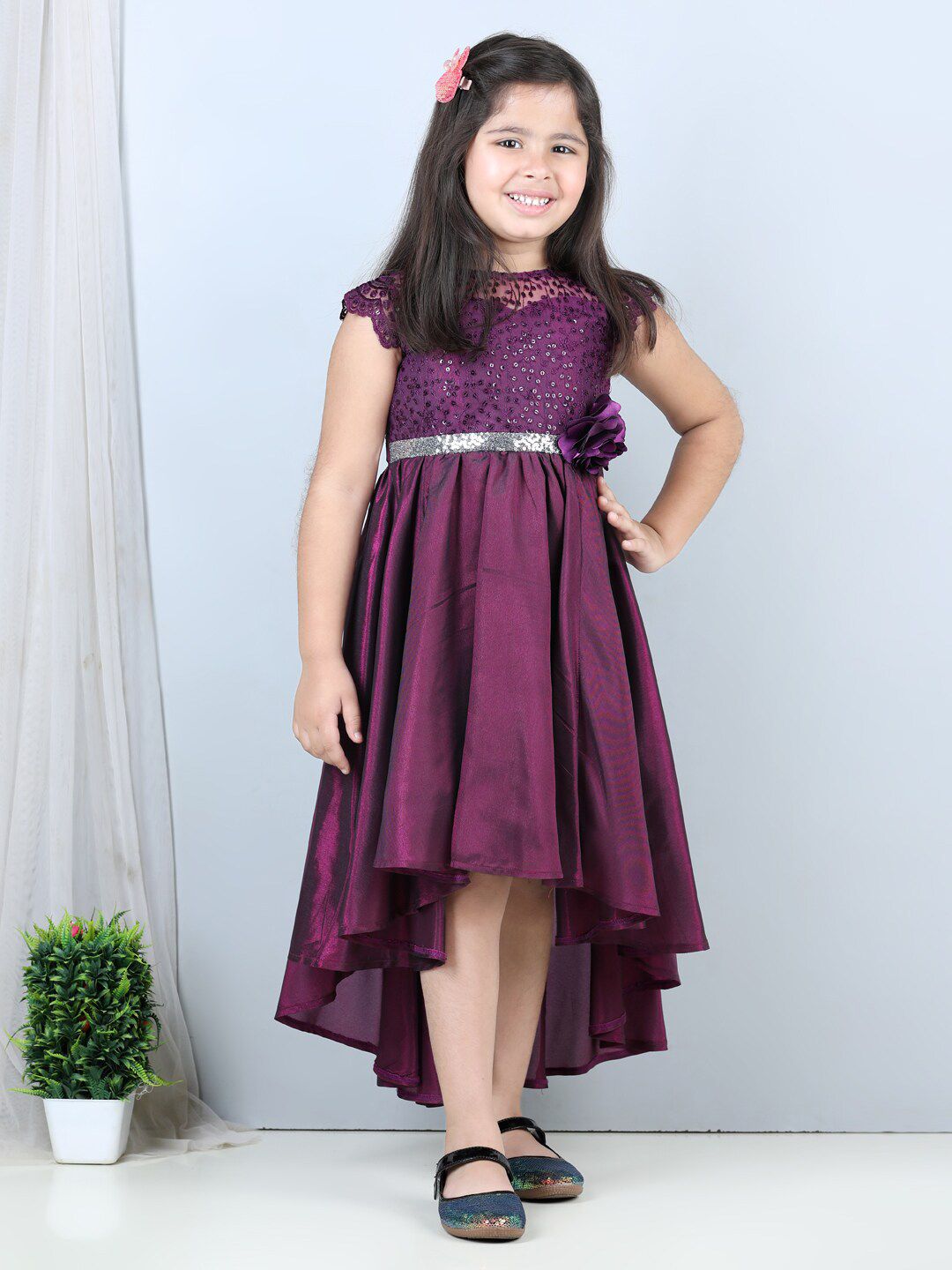 Toy Balloon kids Girls Embellished Satin Fit & Flare Dress-image-12