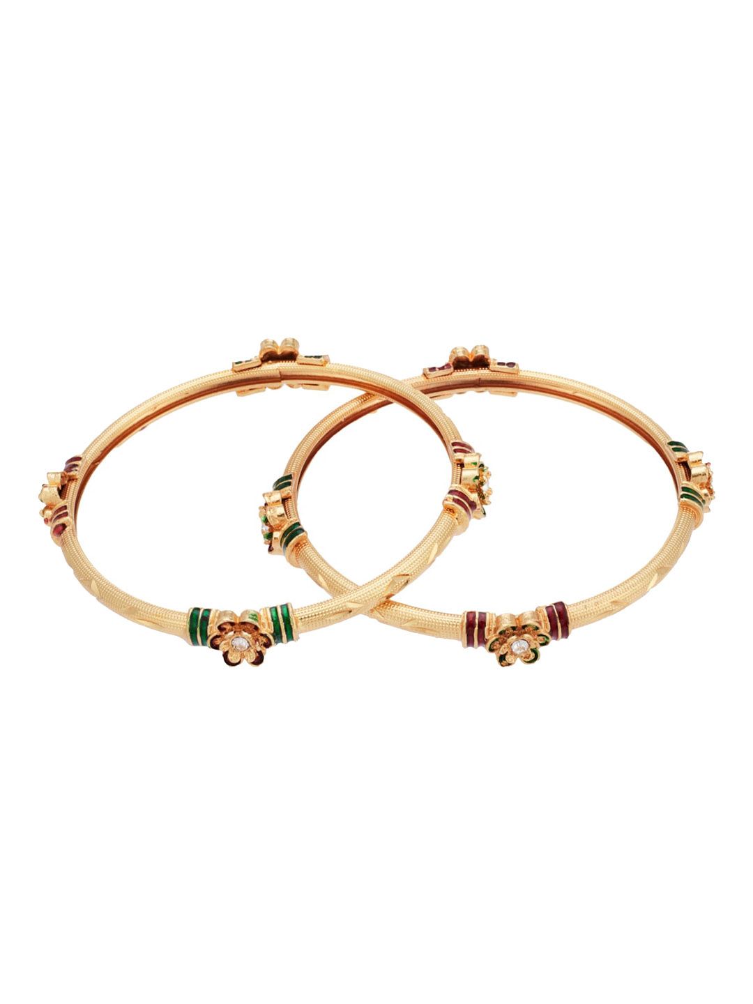 ATIBELLE Set Of 6 Gold-Plated Stone-Studded Bangles