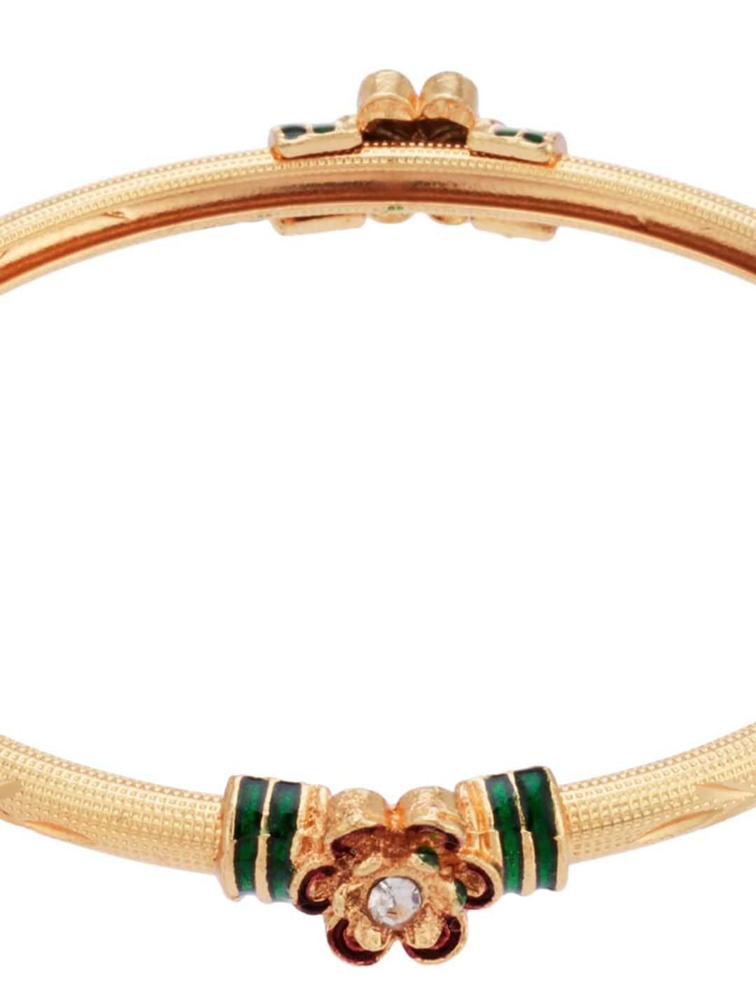ATIBELLE Set Of 6 Gold-Plated Stone-Studded Bangles
