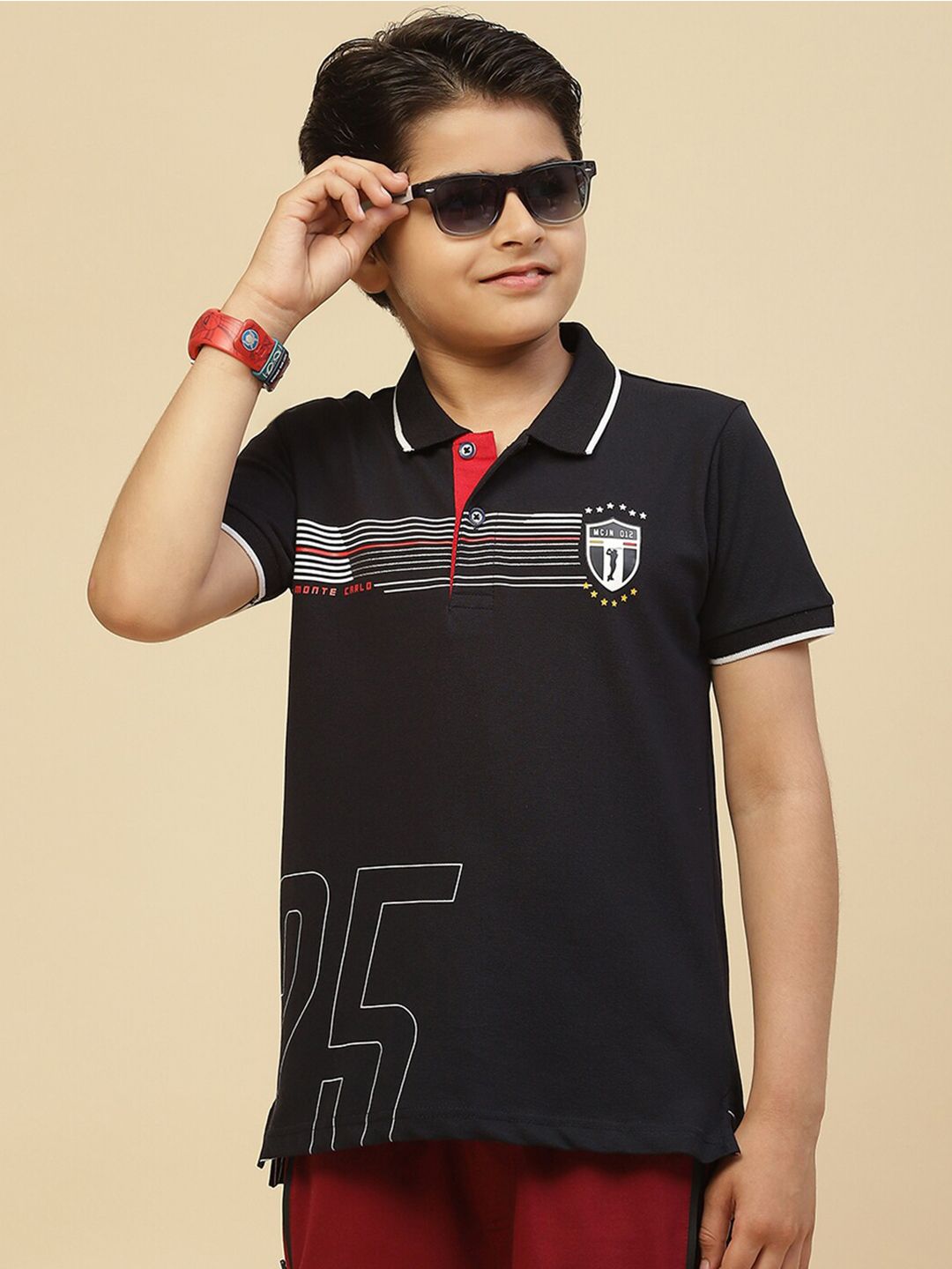 Monte Carlo Boys Typography Printed Polo Collar T-shirt-picture-24