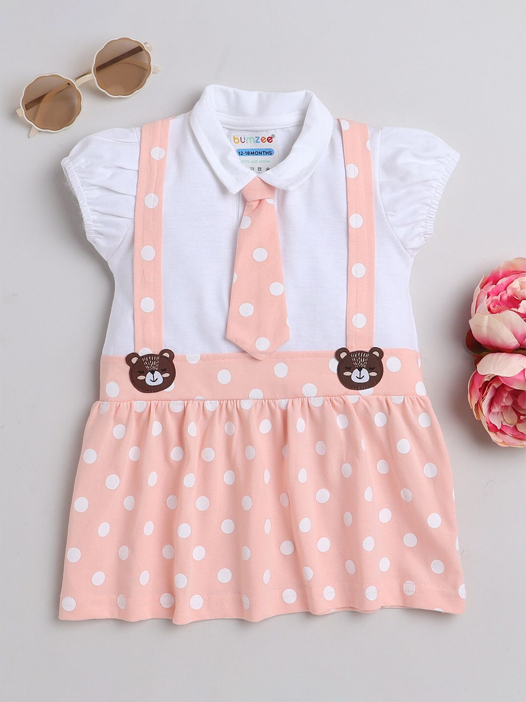 BUMZEE Infant Girls Polka Dot Print Fit & Flare Dress-image-1