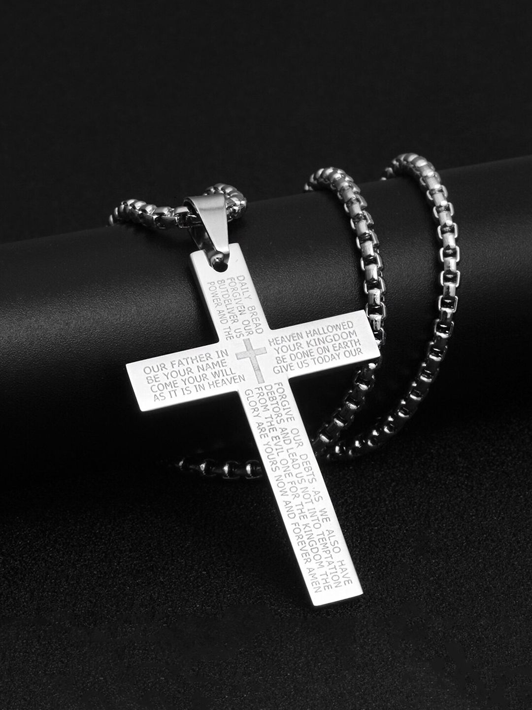 Yellow Chimes Silver Plated Cross Pendant With Chain-picture-37