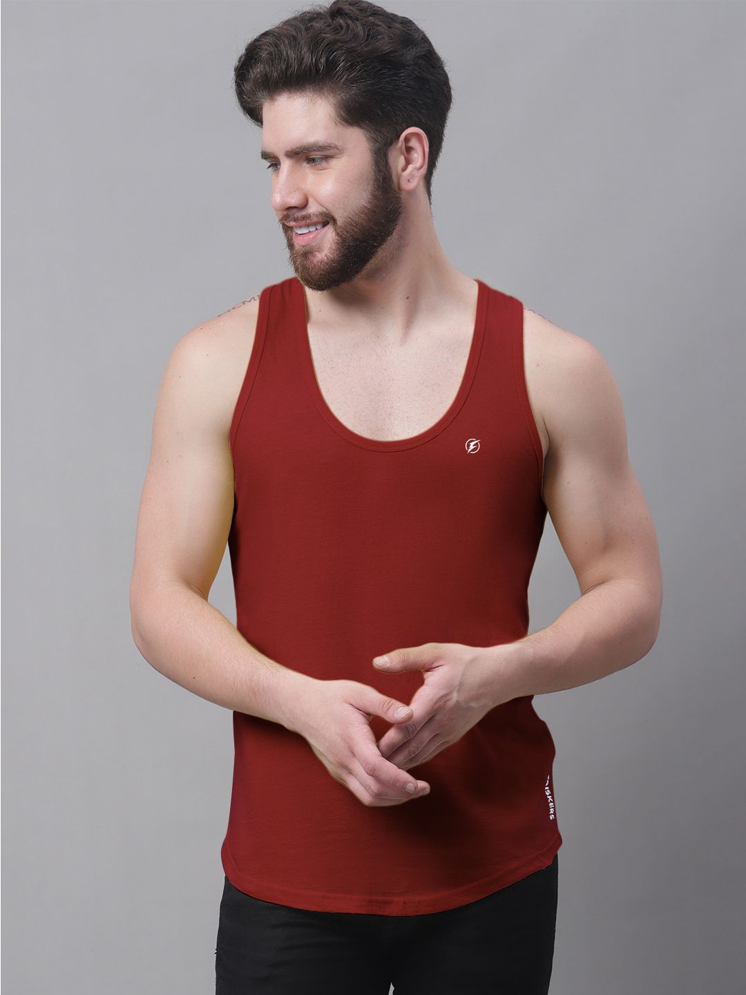 Friskers Round Neck Pure Cotton Skin Friendly Gym Vests-image-33
