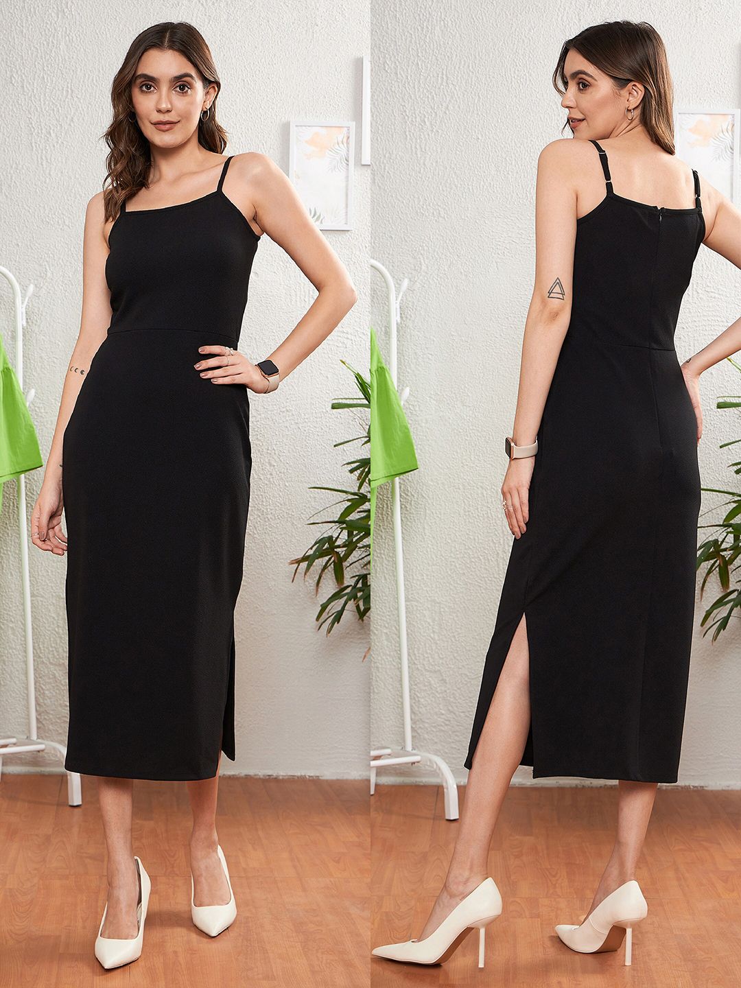 Buy SASSAFRAS worklyf Shoulder Straps Bodycon Dress With Shrug - Dresses for Women 22853166 | Myntra Buy SASSAFRAS worklyf Shoulder Straps Bodycon Dress With Shrug - Dresses for Women 22853166 | Myntra