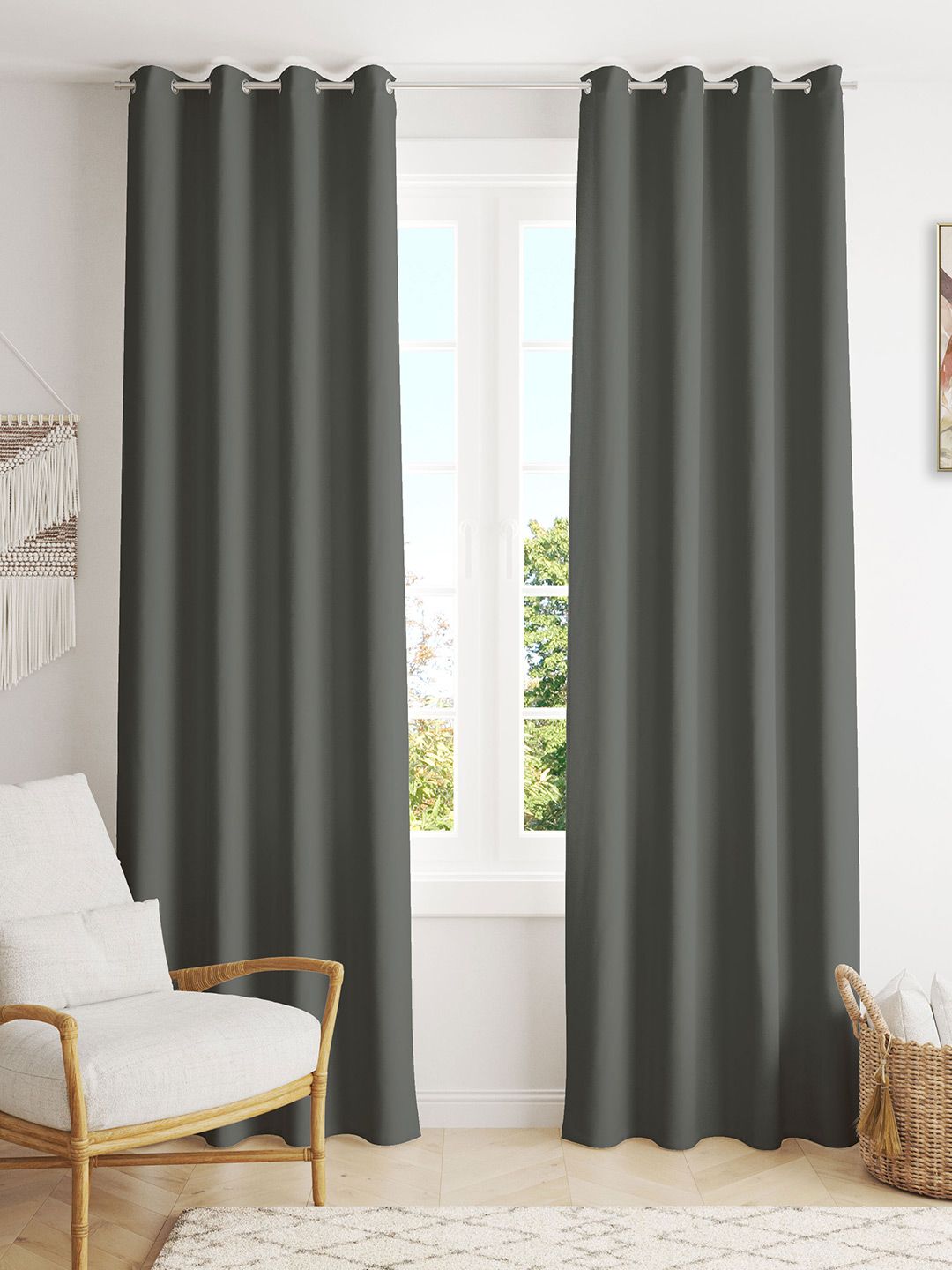 HOMEMONDE Grey 2 Pieces Black Out Window Curtains-picture-35