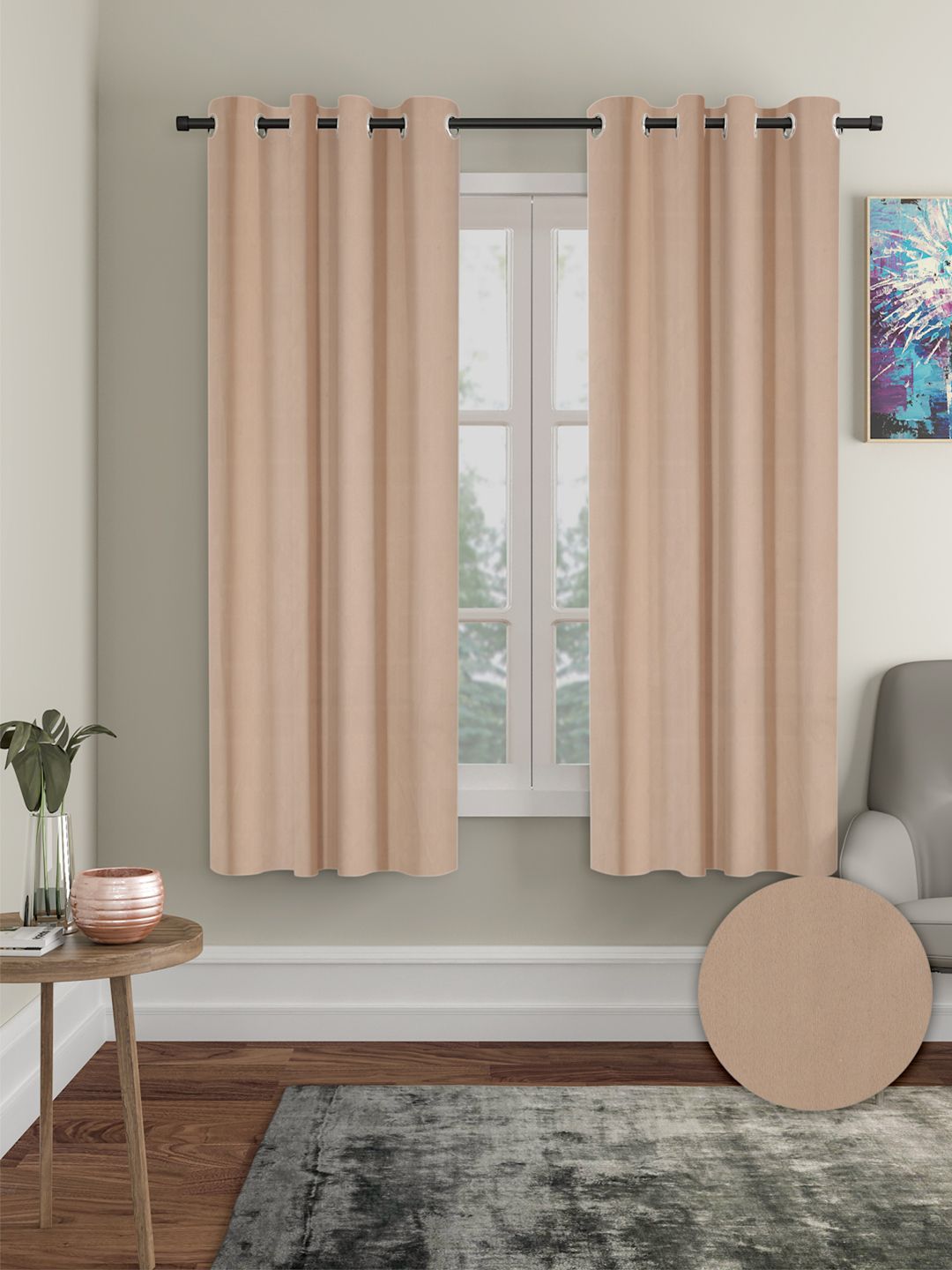 Cortina Beige 2 Pieces Black Out Window Curtain-image-40