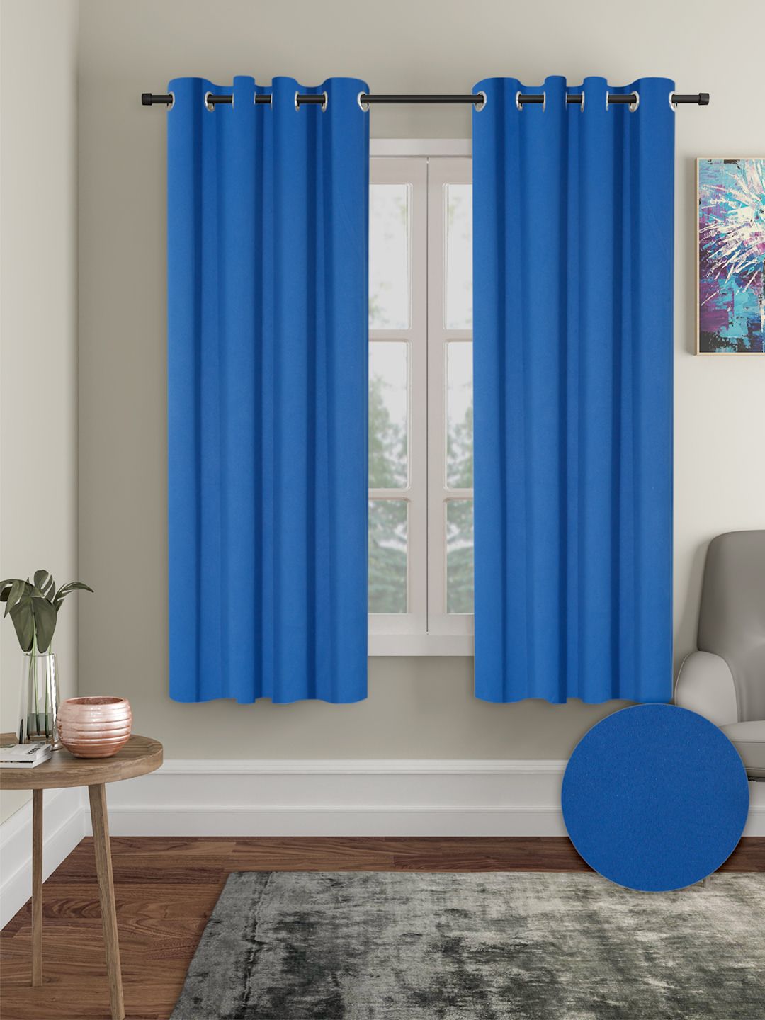 Cortina Navy Blue 2 Pieces Black Out Window Curtains-image-28