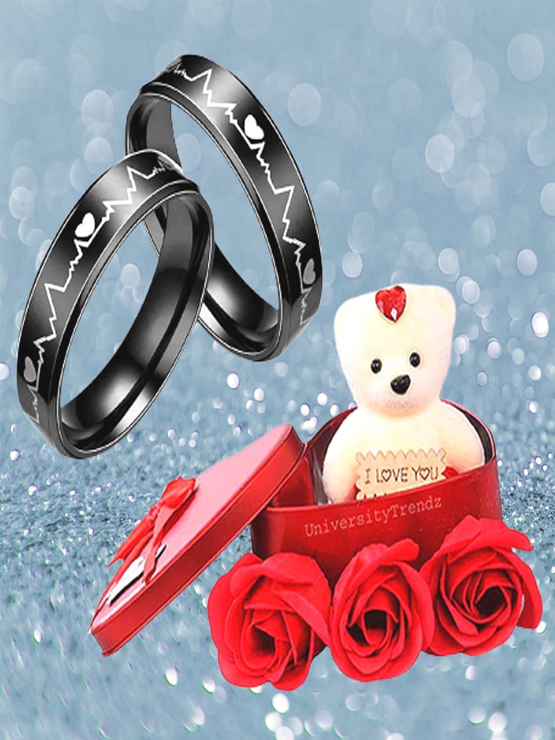 UNIVERSITY TRENDZ Heart Beat Couple Ring Home Gift Set-picture-14