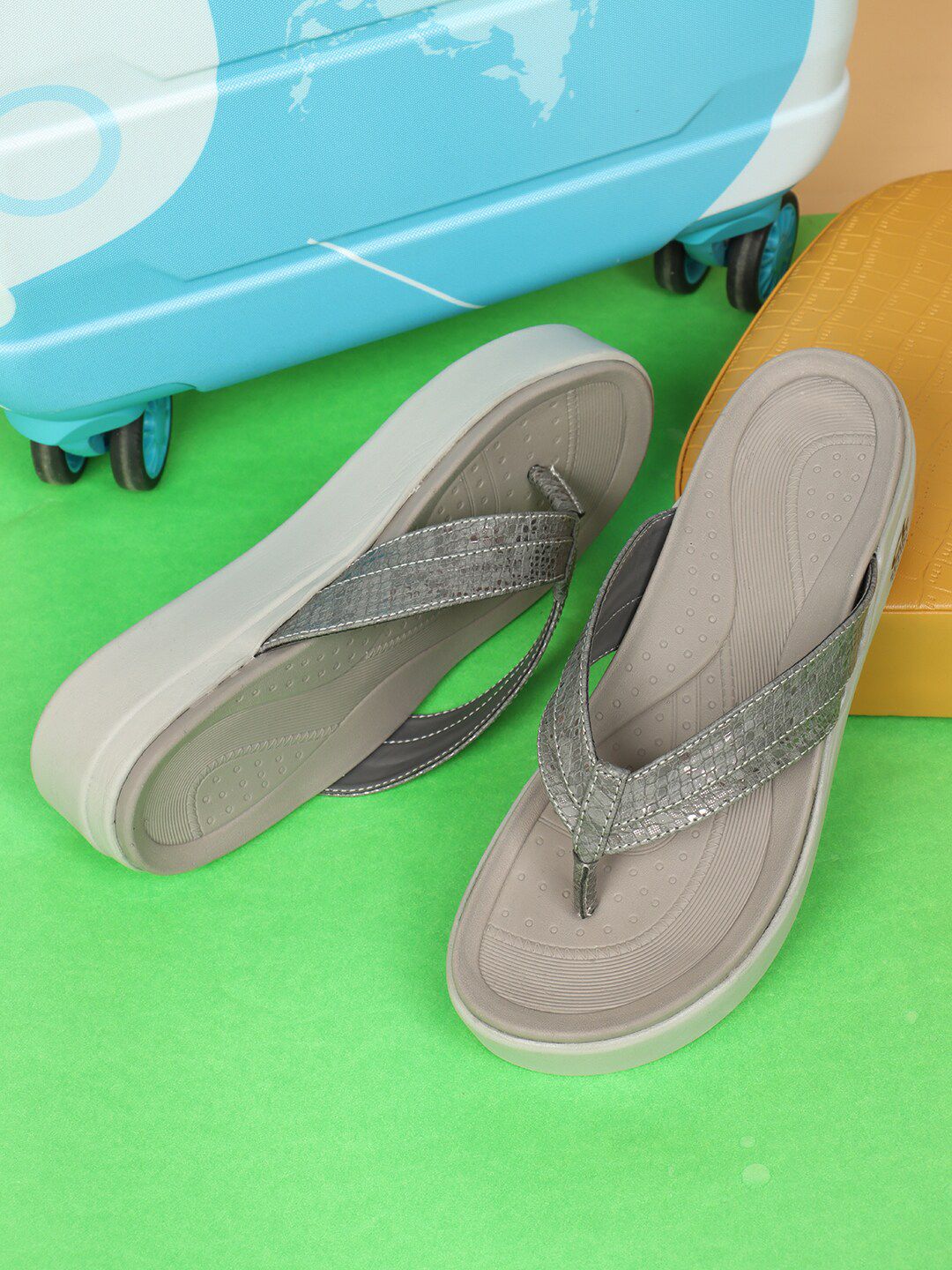 Carlton London sports Textured T-Strap Comfort Heels-picture-41