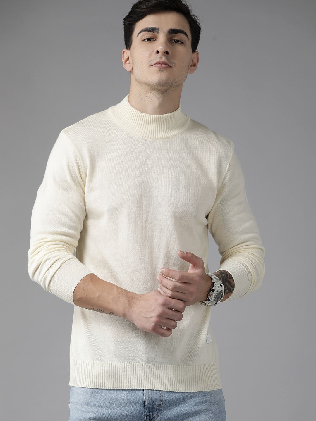 The Roadster Lifestyle Co. High Neck Acrylic Pullover-image-25