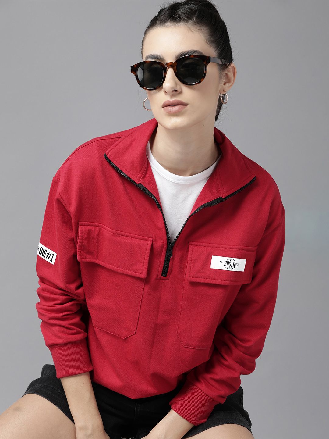 Roadster Women Mock Collar Sweatshirt-image-5