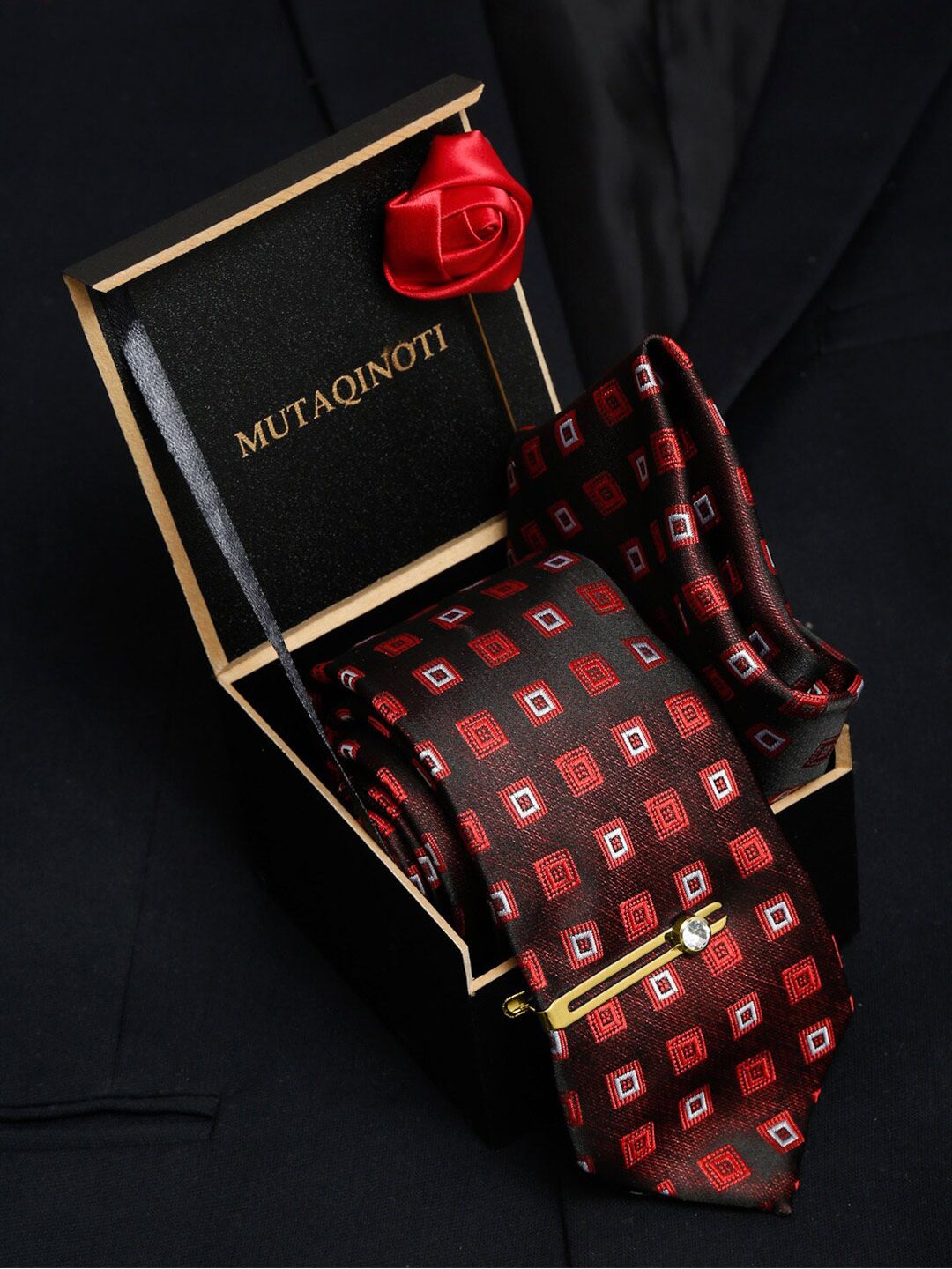 MUTAQINOTI Men Silk Necktie Accessory Gift Set-picture-19