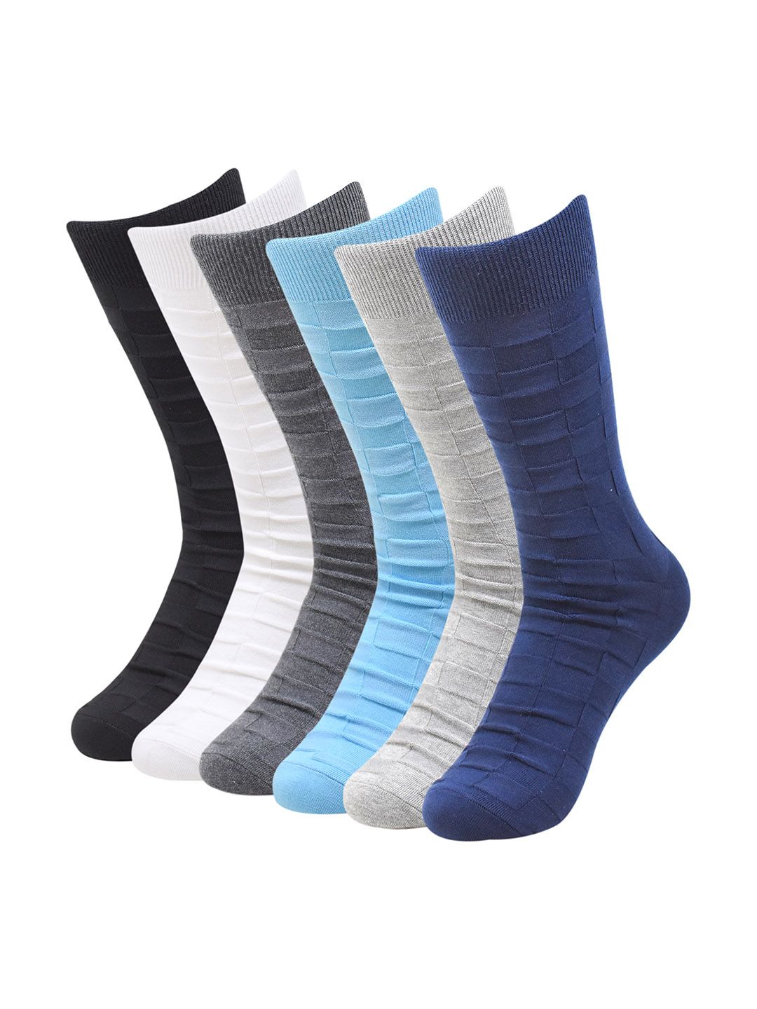 socksxpress Balenzia Men Pack Of 6 Checked Patterned Calf-Length Socks-picture-41