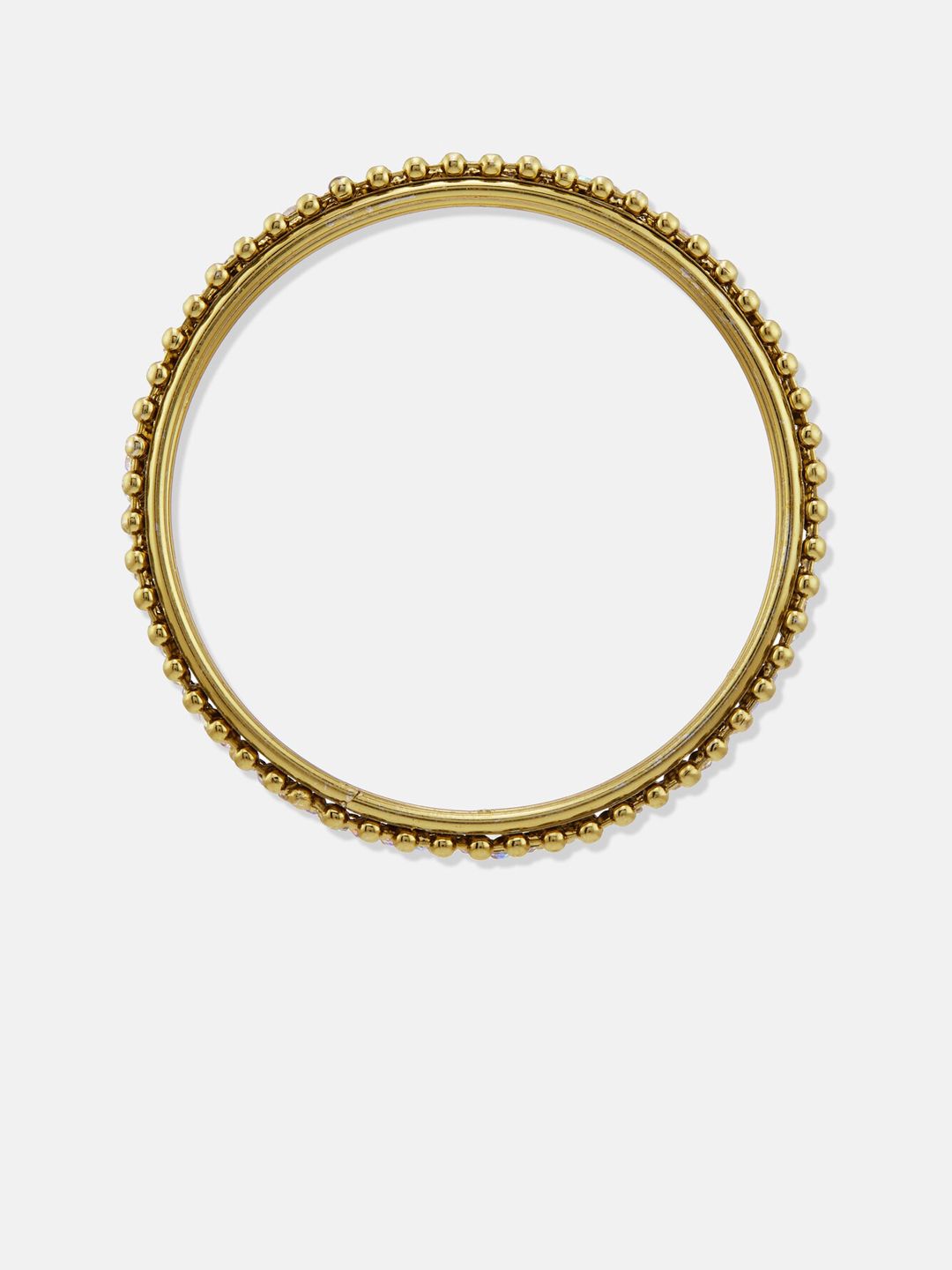 ATIBELLE Set Of 2 Gold-Plated Metallic Stone Studded  Intricate Textured  Bangles