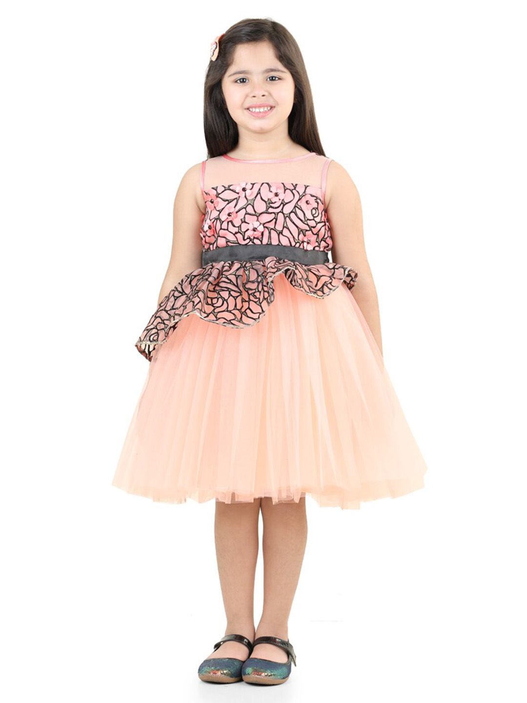 Toy Balloon kids Girls Self Design Net Fit And Flare Dress-picture-54