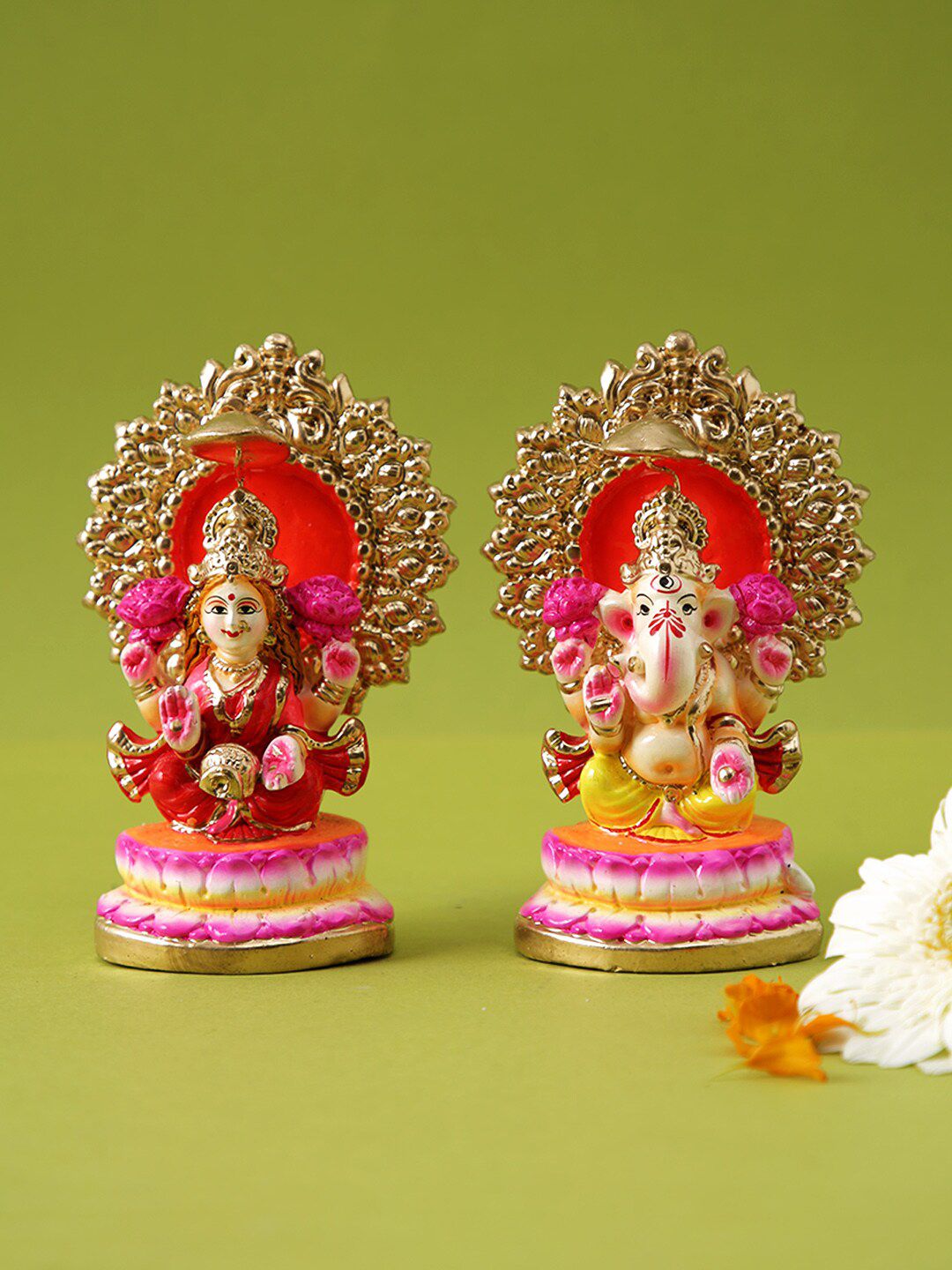Aapno Rajasthan 2 Pieces Red & White Laxmi Ganesh Idol Showpieces-image-30