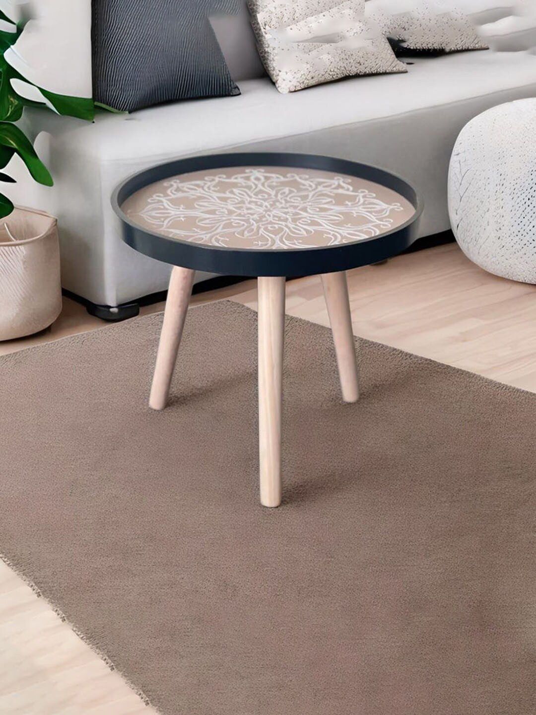 Art Street Cream-Colored Round Stool Wooden Table-picture-21