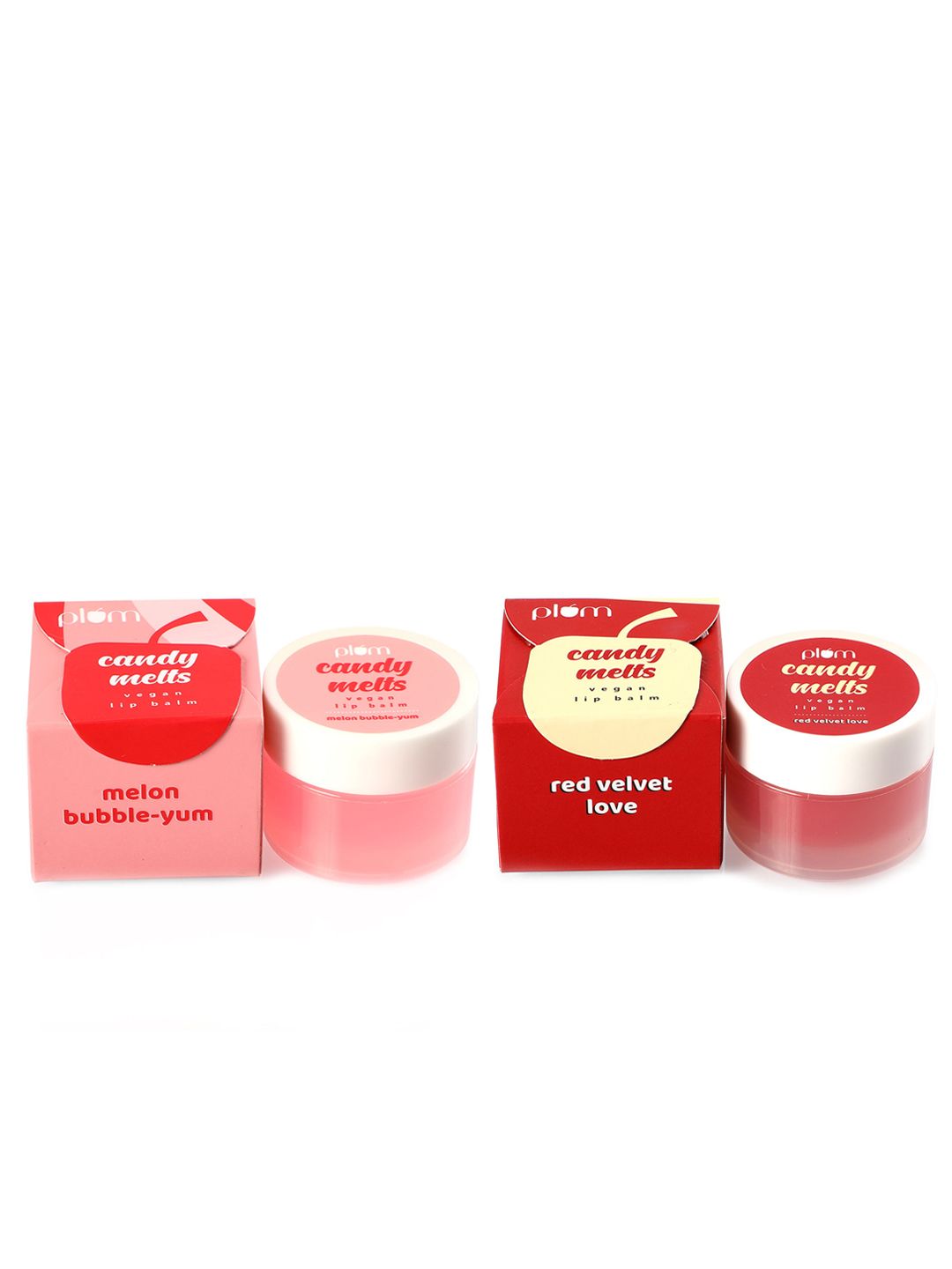 Plum Set of 2 Candy Melts Vegan Lip Balm 12g each - Red Velvet Love & Melon Bubble Yum-image-39