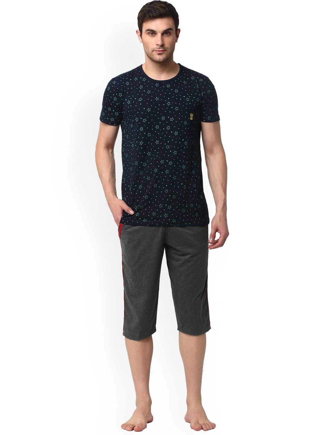 mack jonney VIMAL JONNEY Men Printed T-shirt With Capris Night Suit-picture-10