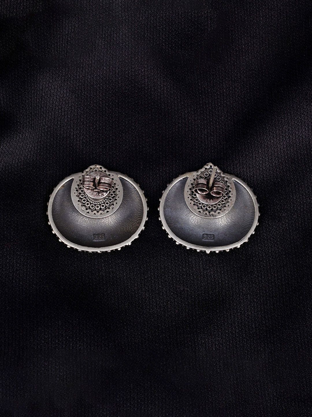 Shyle 9.25 Sterling Silver Oxidised Classic Studs Earrings-picture-20