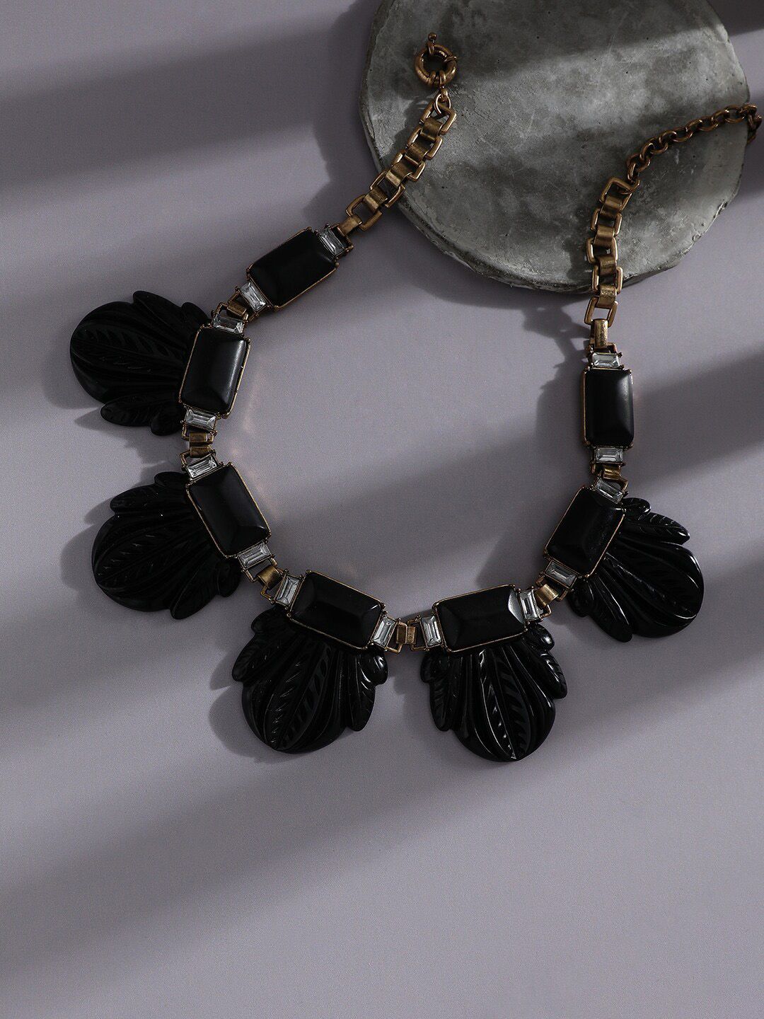 SOHI Gold-Plated Stone Studded Necklace-picture-36