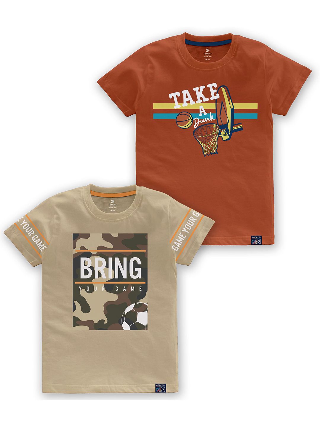 CODEZ Boys Multicoloured Typography 2 Printed Applique T-shirt-picture-58