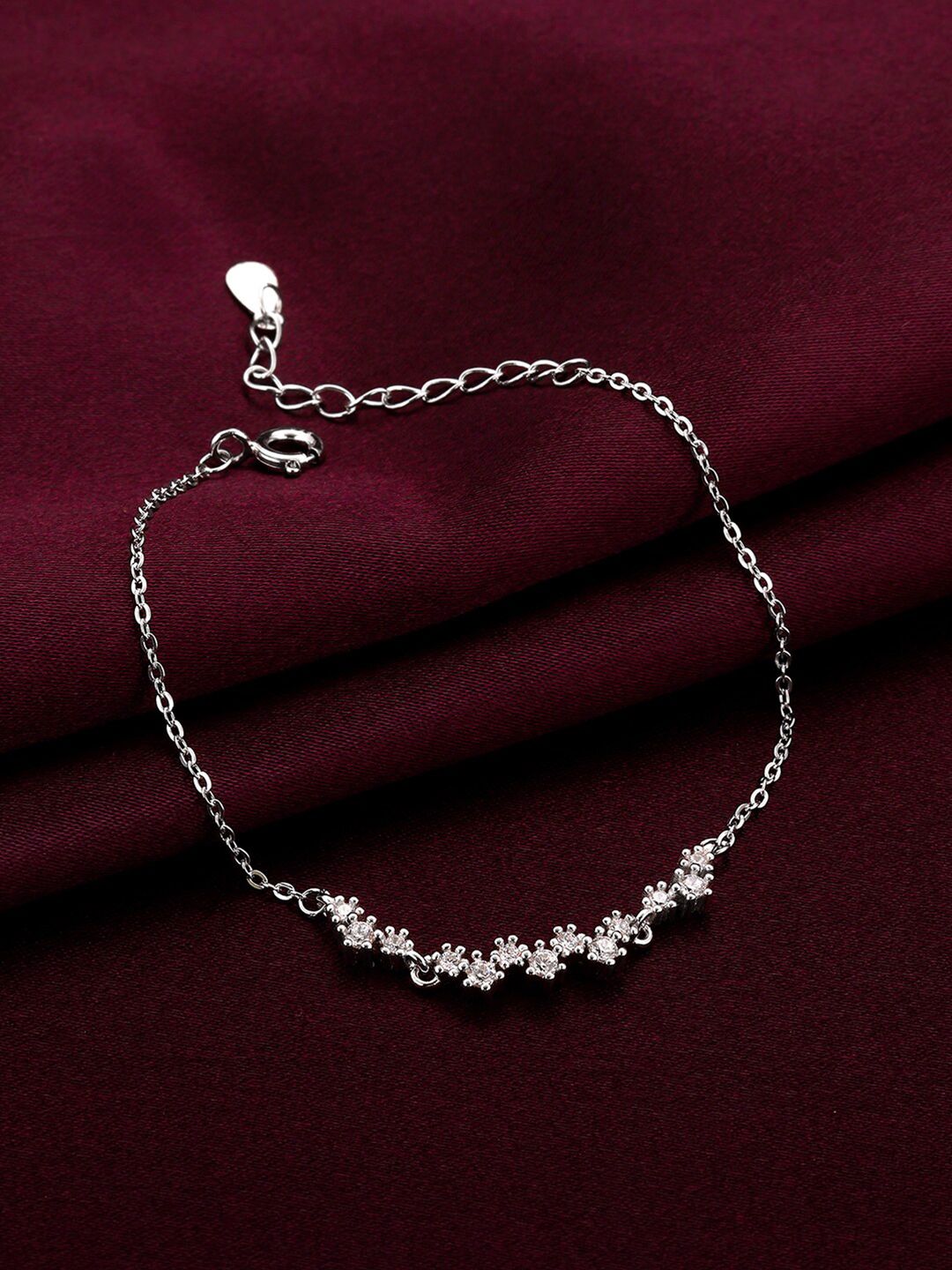GIVA Rhodium-Plated 925 Sterling Silver Cubic Zirconia Link Bracelet-picture-14