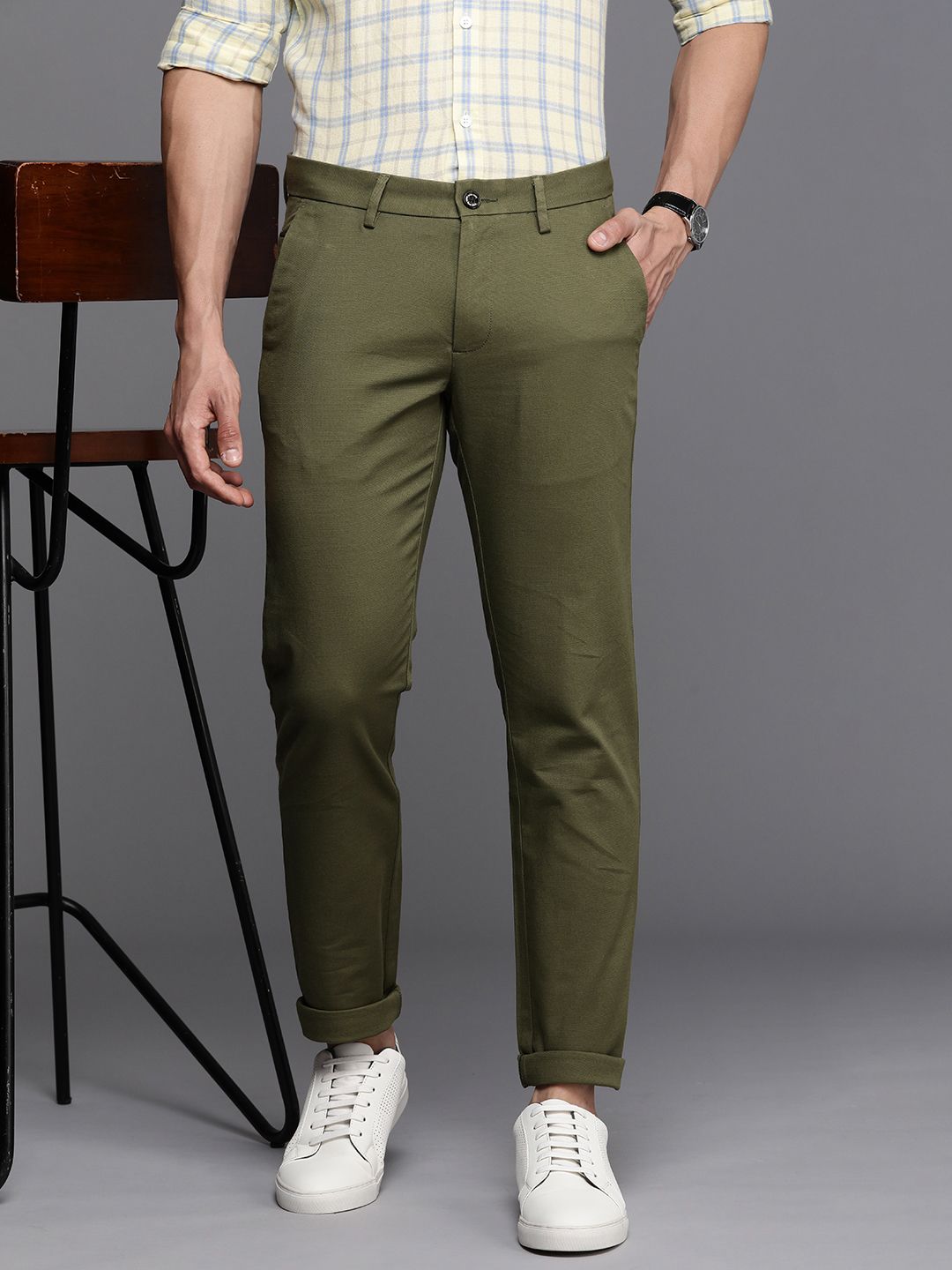 Allen Solly Men Textured Slim Fit Trousers