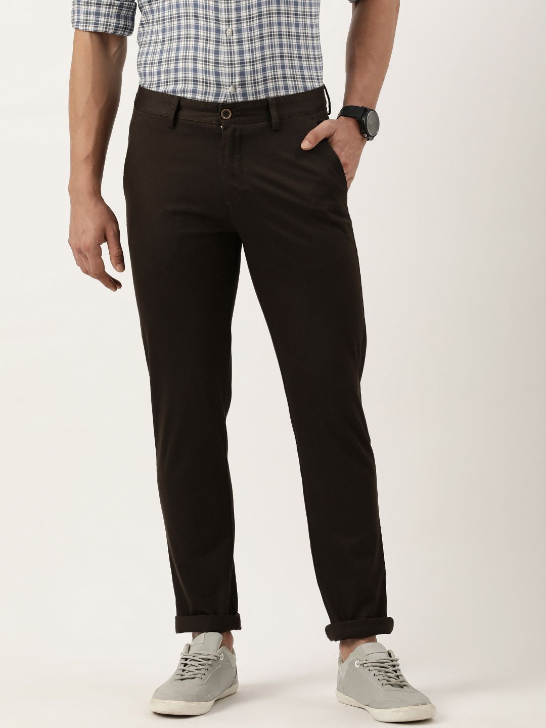 Buy Peter England Off White Cotton Slim Fit Trousers for Mens Online @ Tata  CLiQ