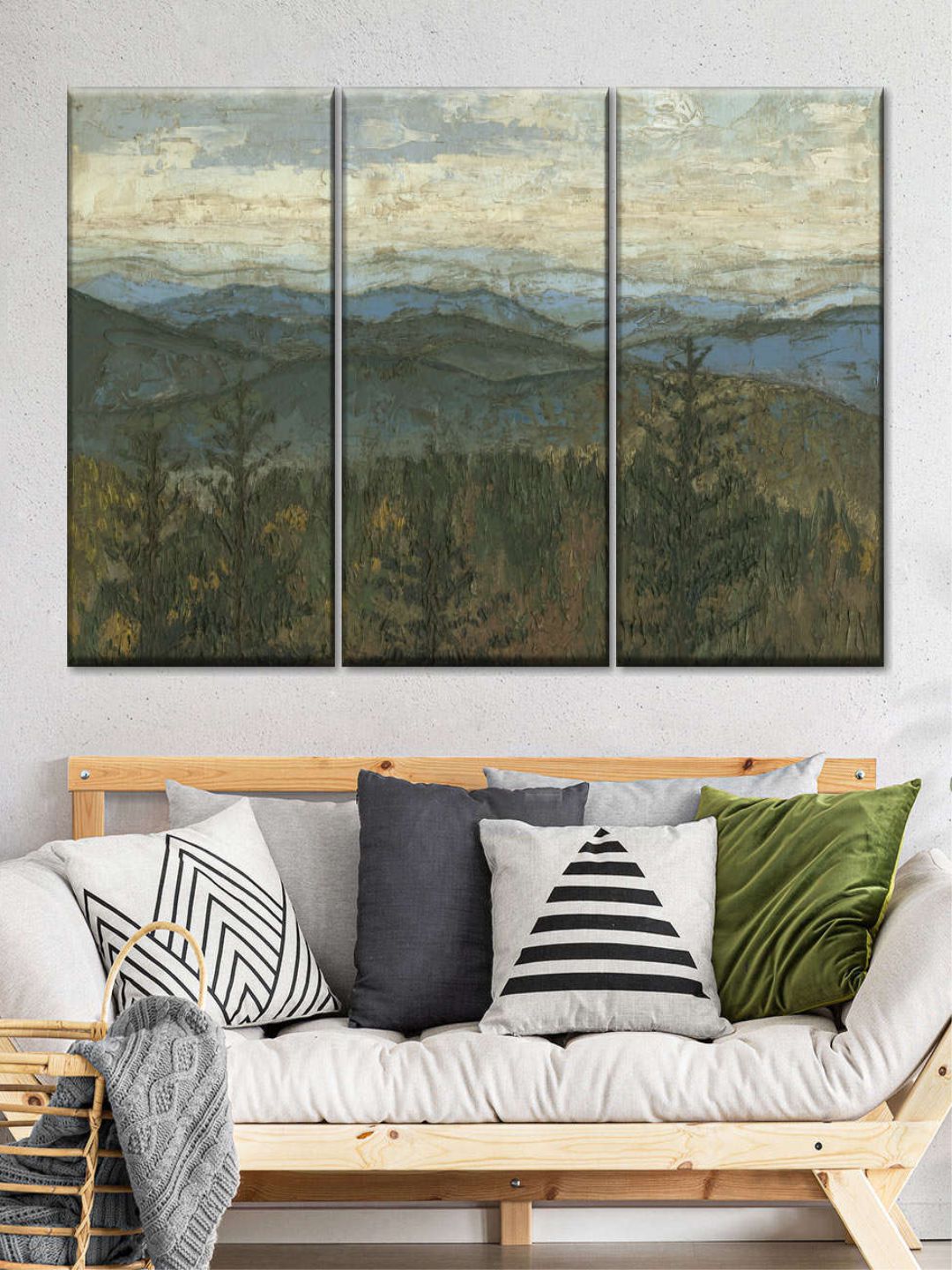 POSTERS AND TRUSS Green & Blue 3 Pieces Ridge Painting Wall Art-picture-10