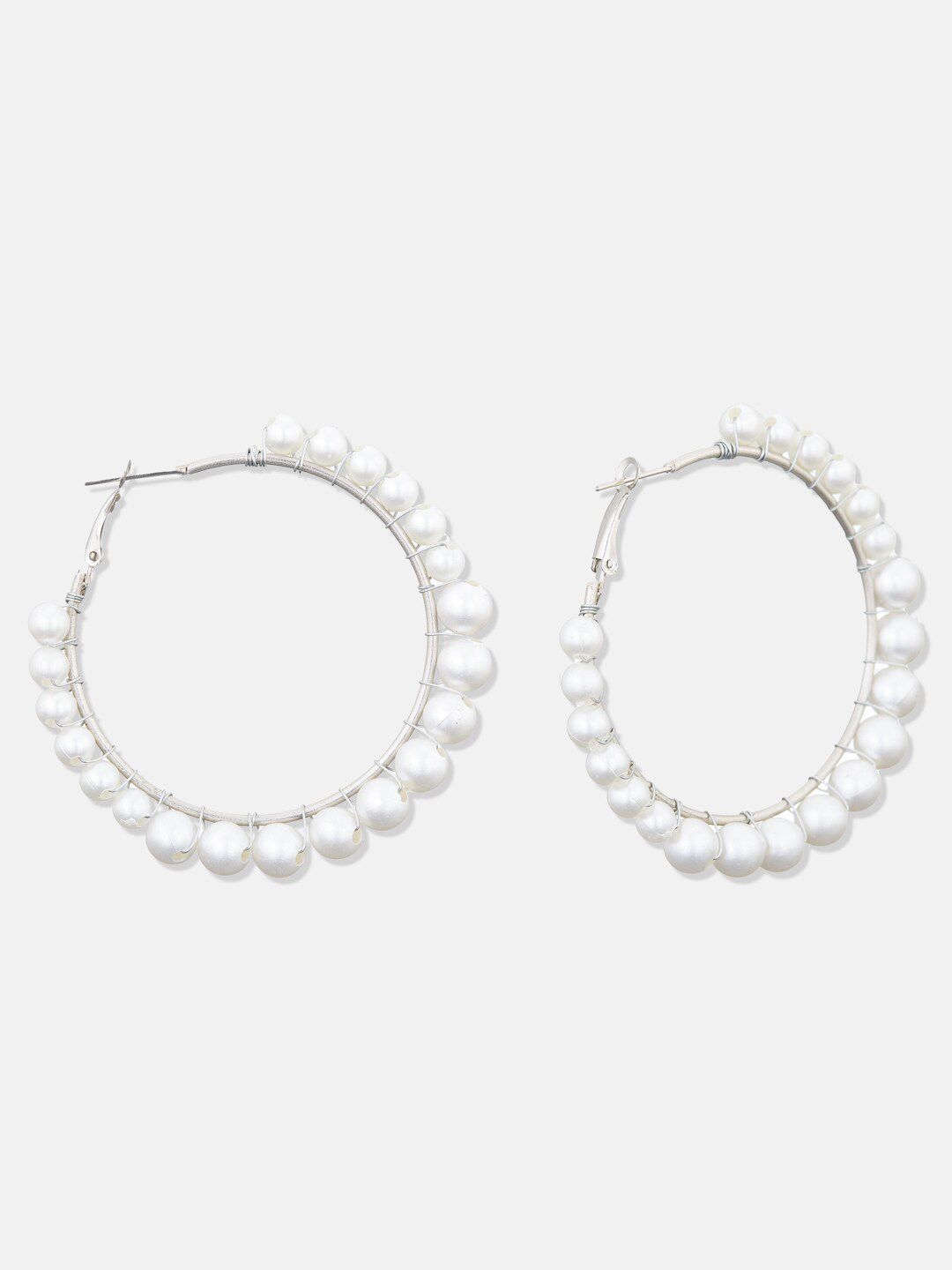 ATIBELLE German Silver Circular Beaded Hoop Earrings