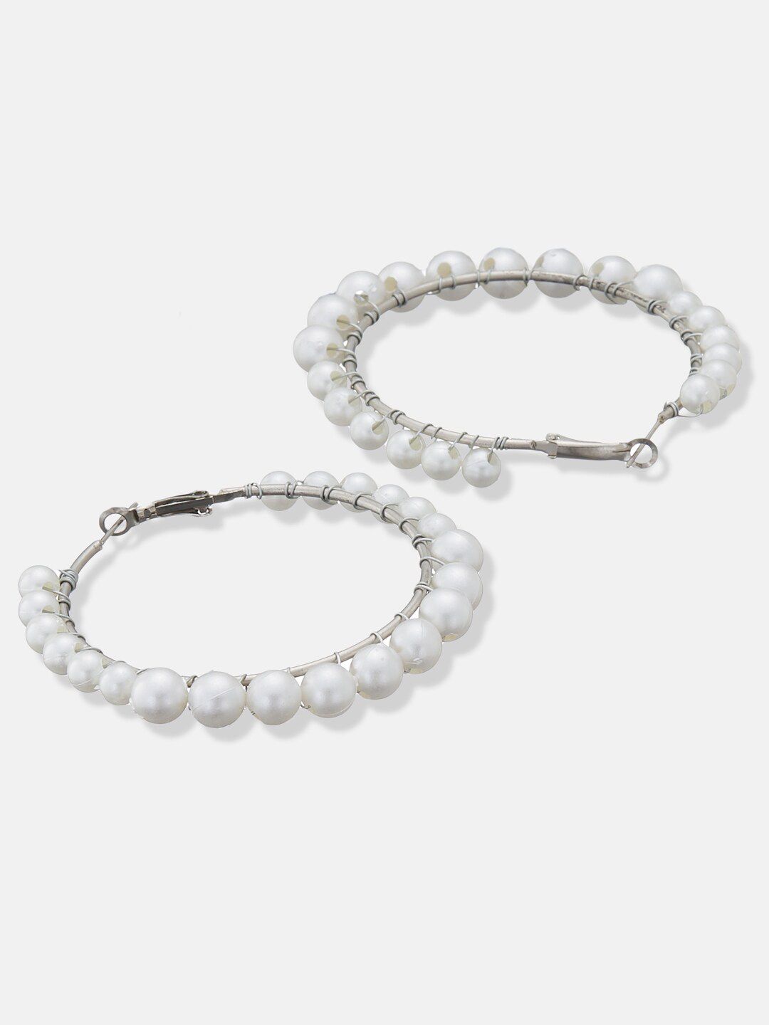 ATIBELLE German Silver Circular Beaded Hoop Earrings