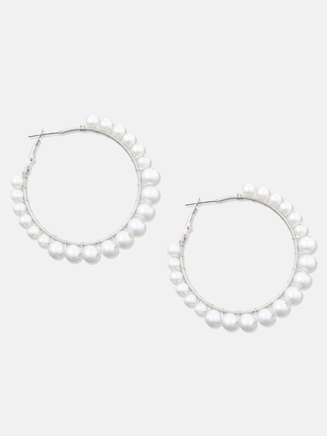 ATIBELLE German Silver Circular Beaded Hoop Earrings