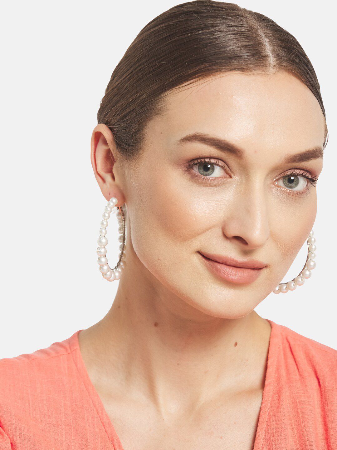 ATIBELLE German Silver Circular Beaded Hoop Earrings