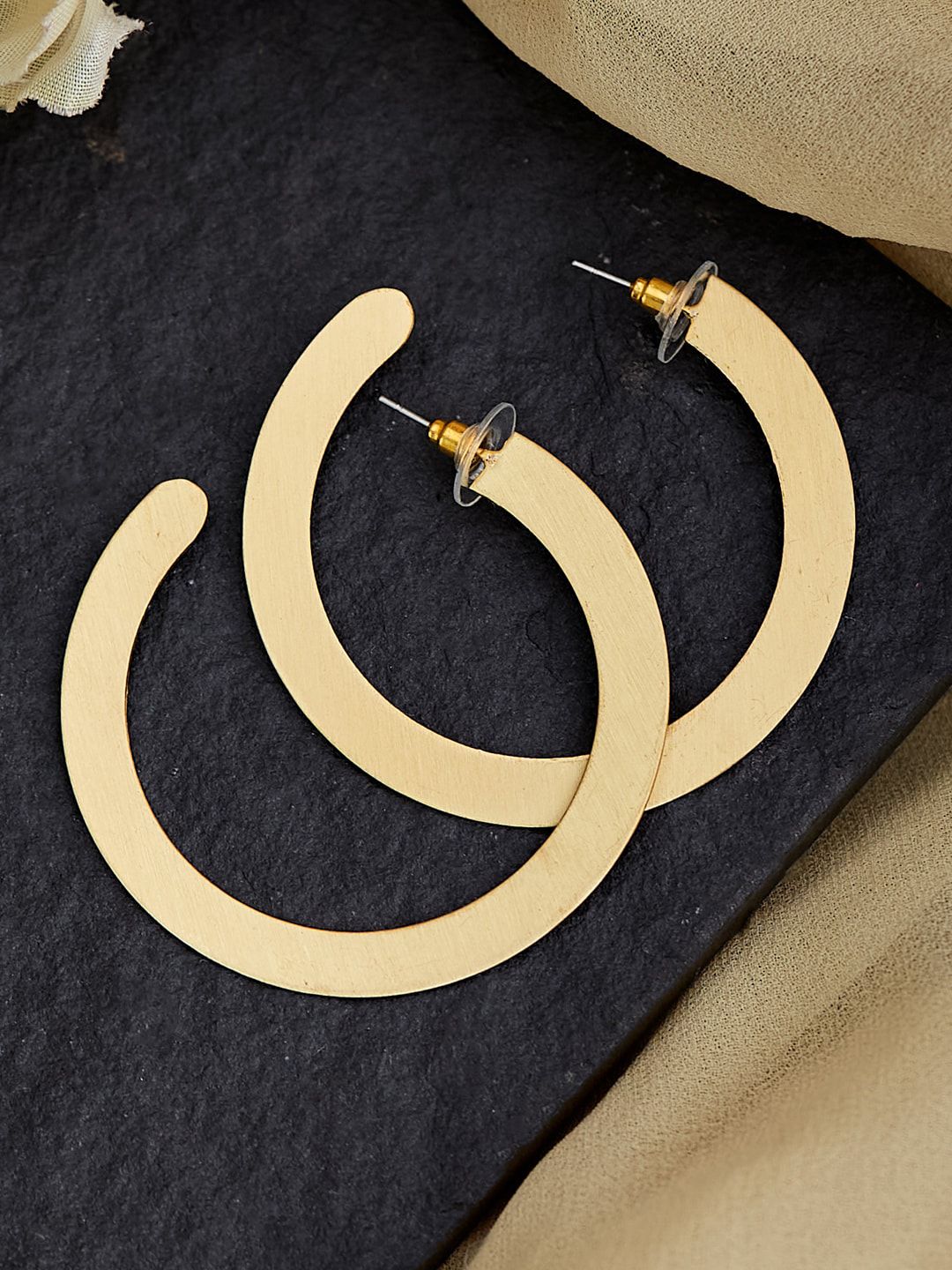 ATIBELLE Gold-Plated Circular Half Hoop Earrings