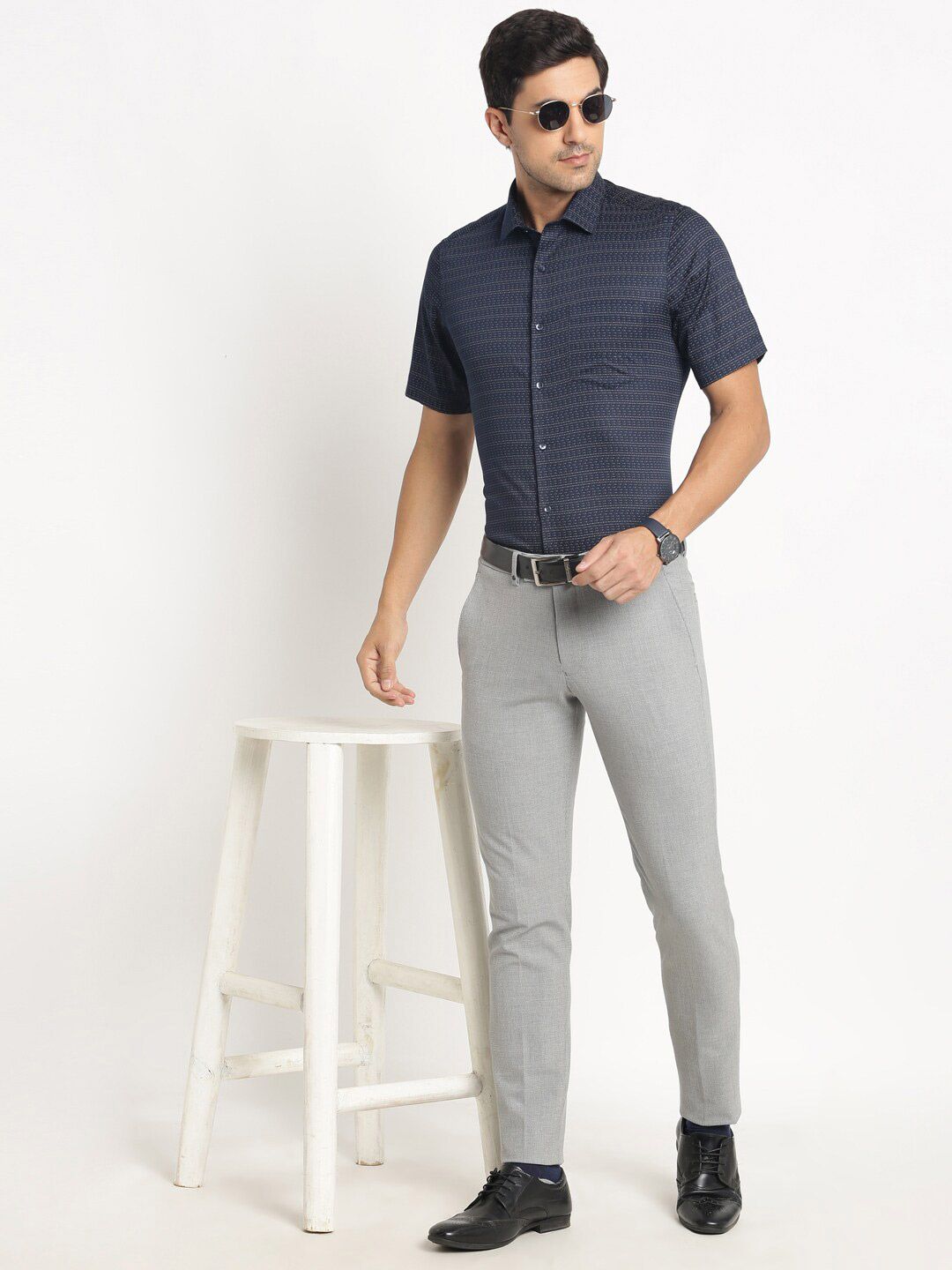 Men's White Premium Micro Ditsy Printed Cotton Casual Shirt main image 0