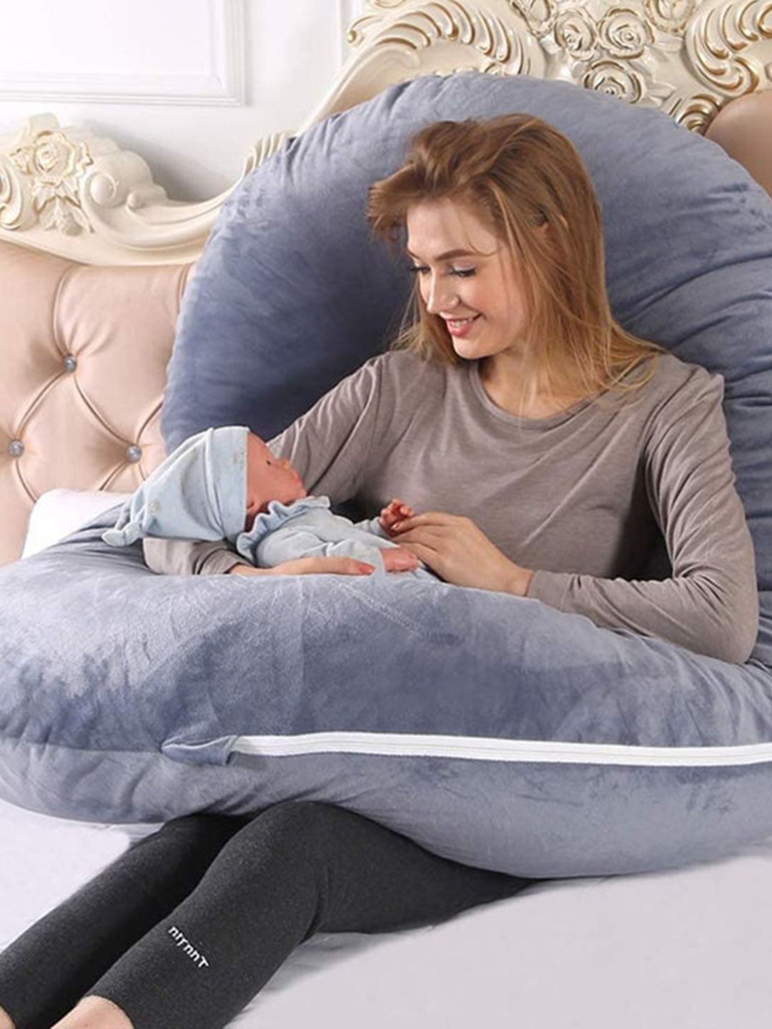 PILLOW TREE Grey Melange Fibre Pregnancy Pillows-image-37