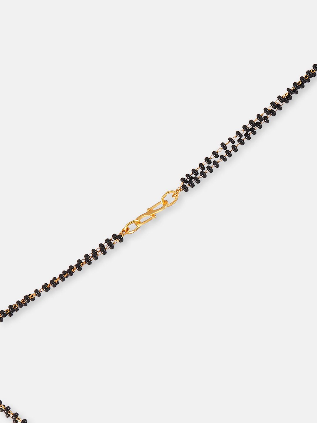 ATIBELLE Gold-Plated Pink Stone-Studded & Beaded Mangalsutra With Earrings