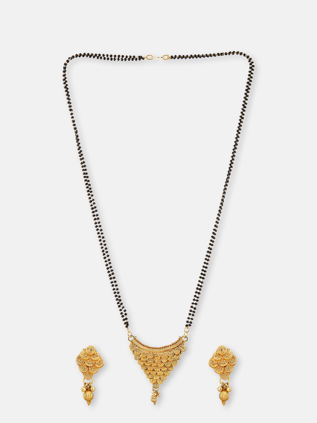 ATIBELLE Gold-Plated Beaded Mangalsutra With Earrings