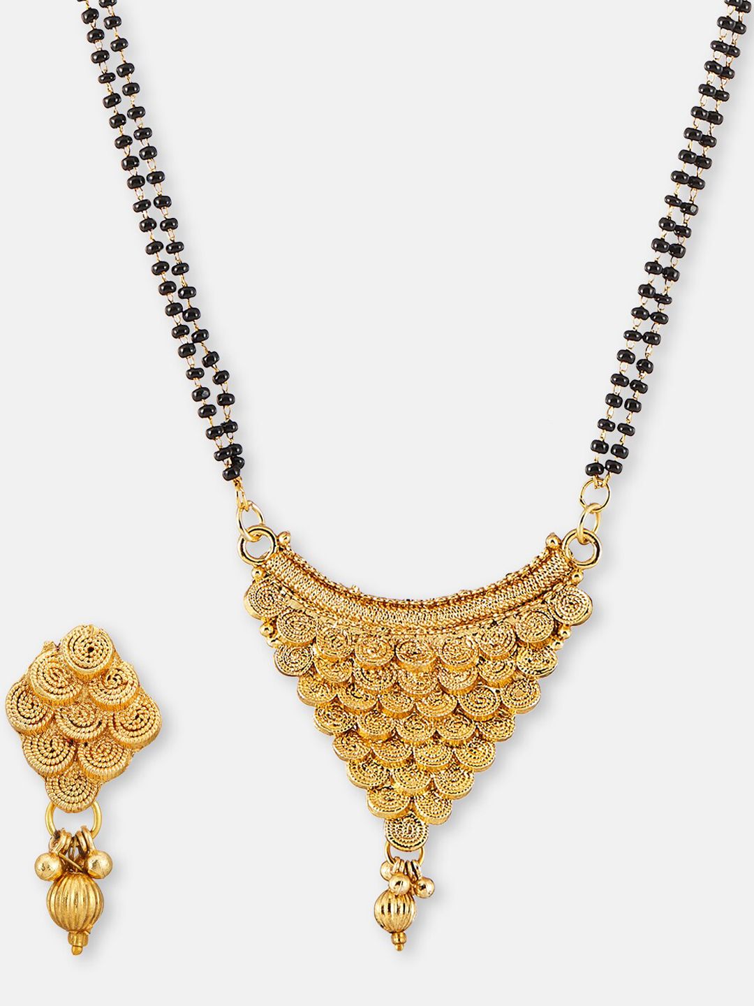 ATIBELLE Gold-Plated Beaded Mangalsutra With Earrings