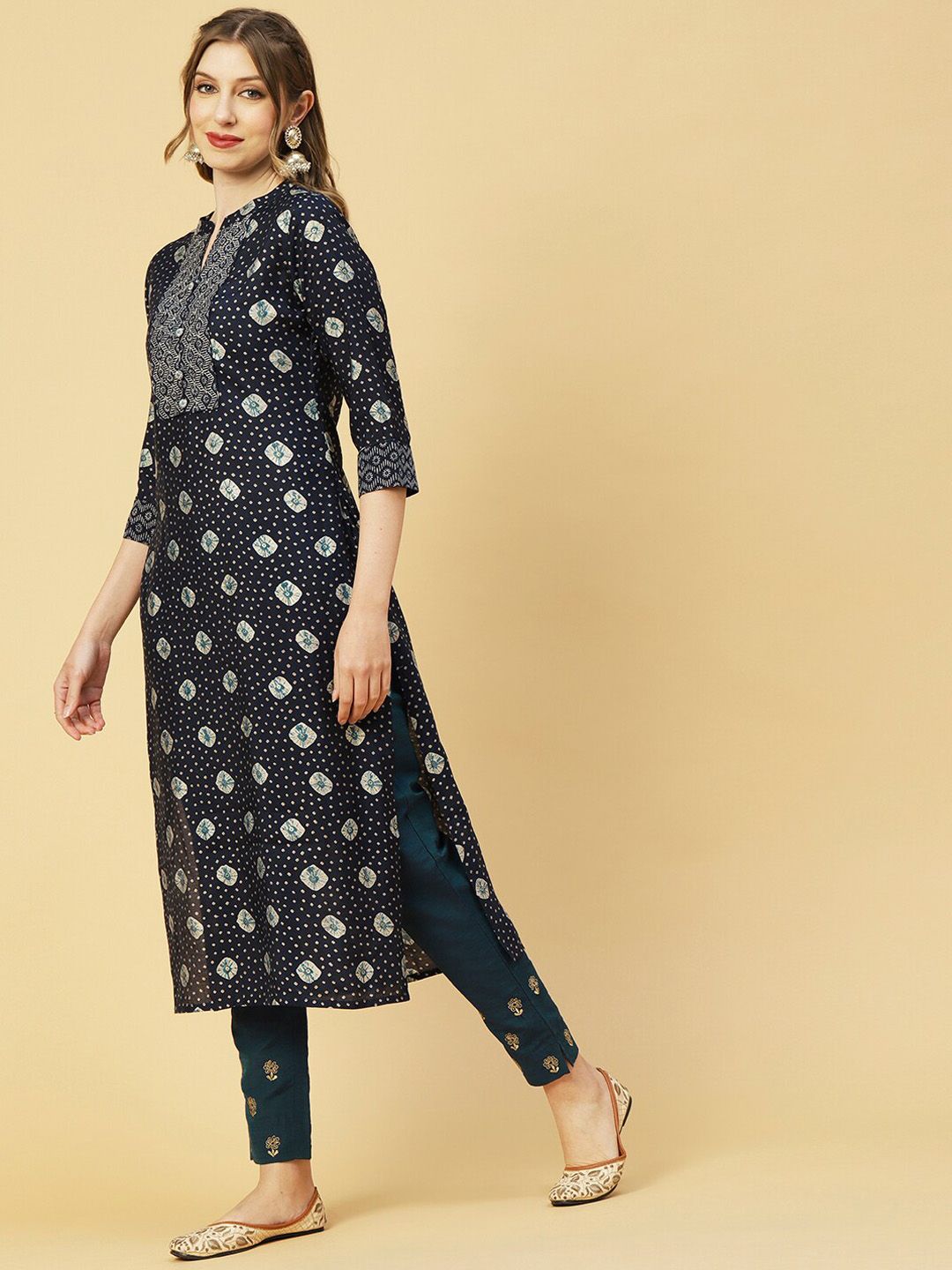 Buy Mabish By Sonal Jain Block Print Skirt-Suit Set at Redfynd