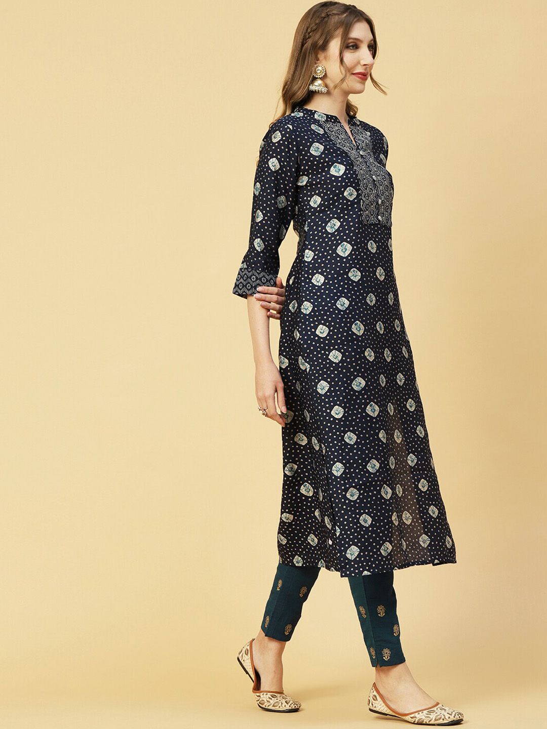 Buy Mabish By Sonal Jain Block Print Skirt-Suit Set at Redfynd