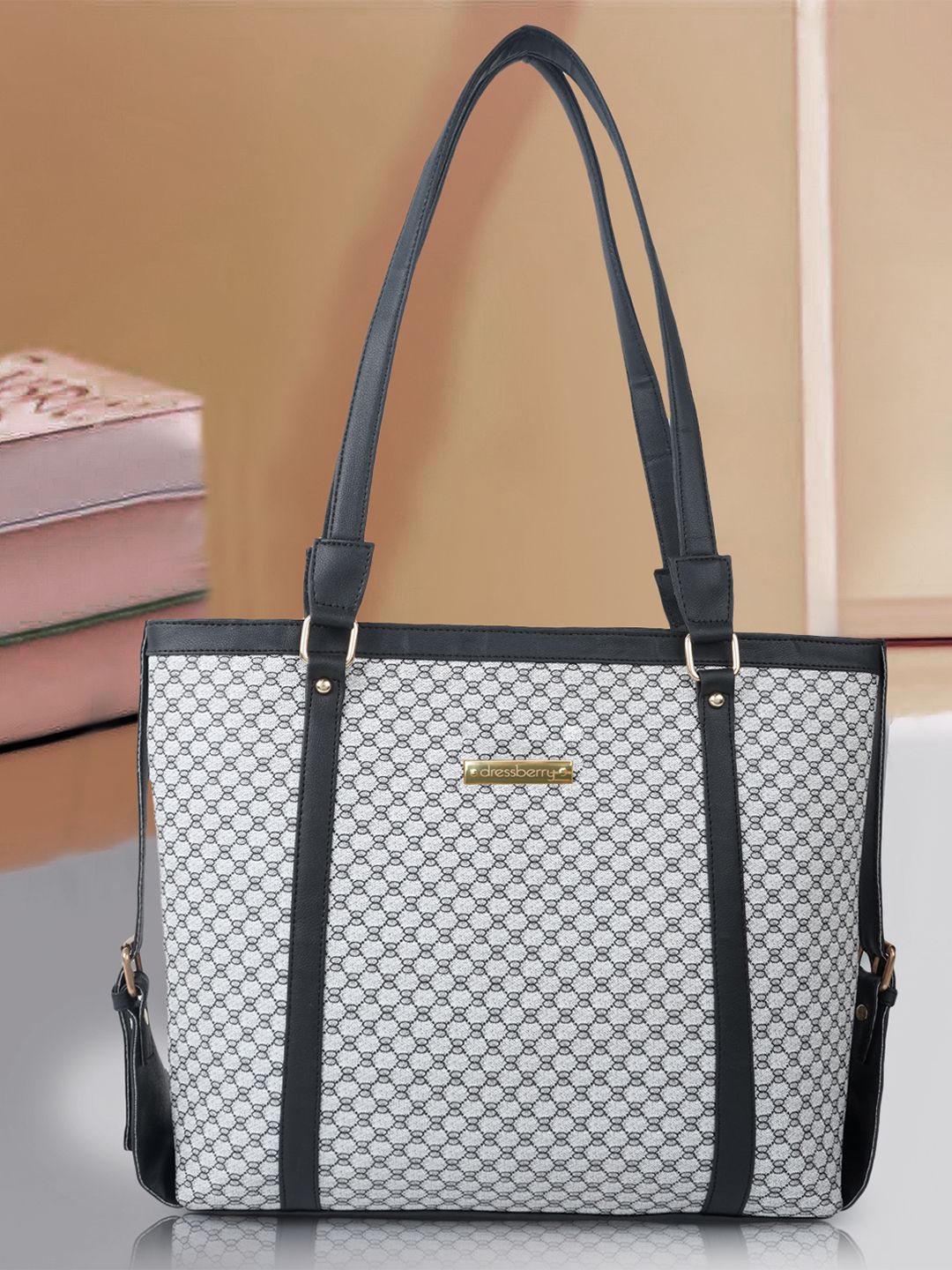 DressBerry White Textured Structured Shoulder Bag-picture-31