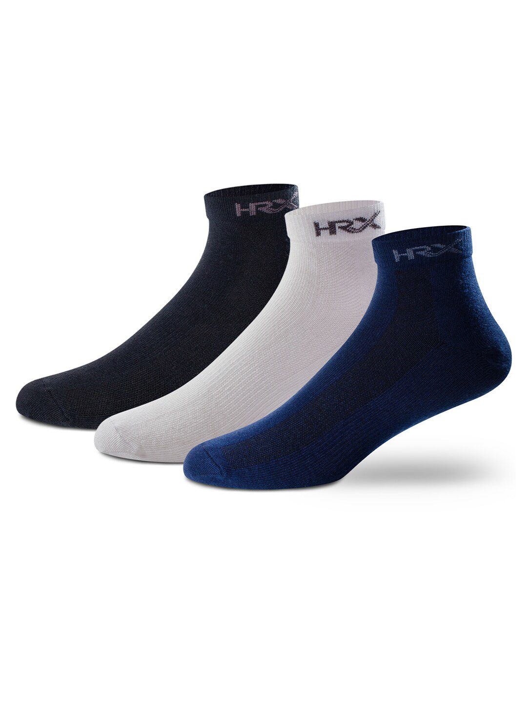 HRX by Hrithik Roshan Men Pack Of 3 White & Blue Ankle Length Socks-image-22