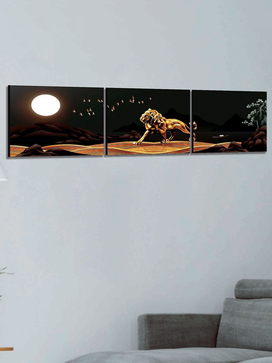 SAF Black 3 Pieces Modern Art Printed UV Coating Wall Art-picture-34